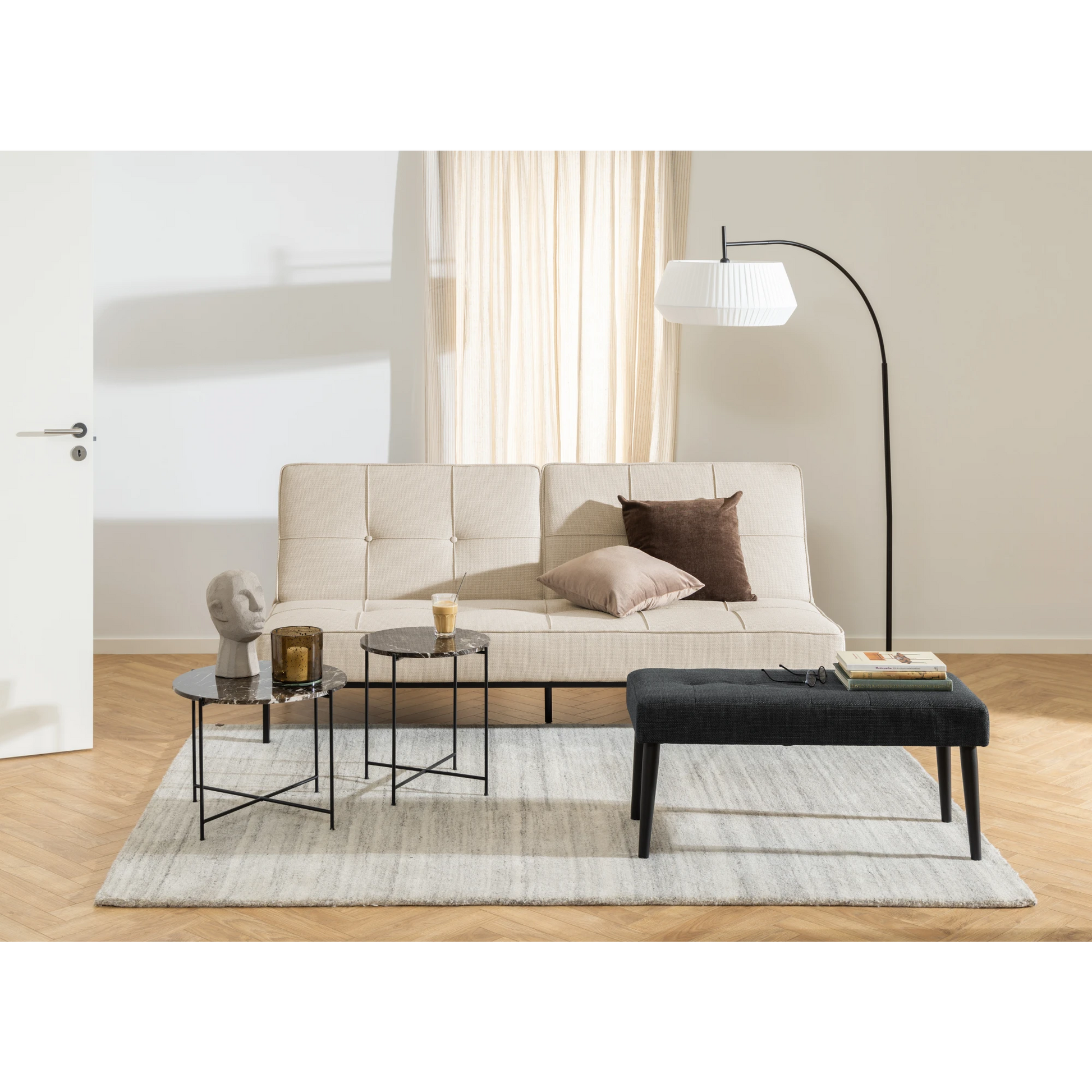 Hjem Design Avila Marble Side Table, Brown