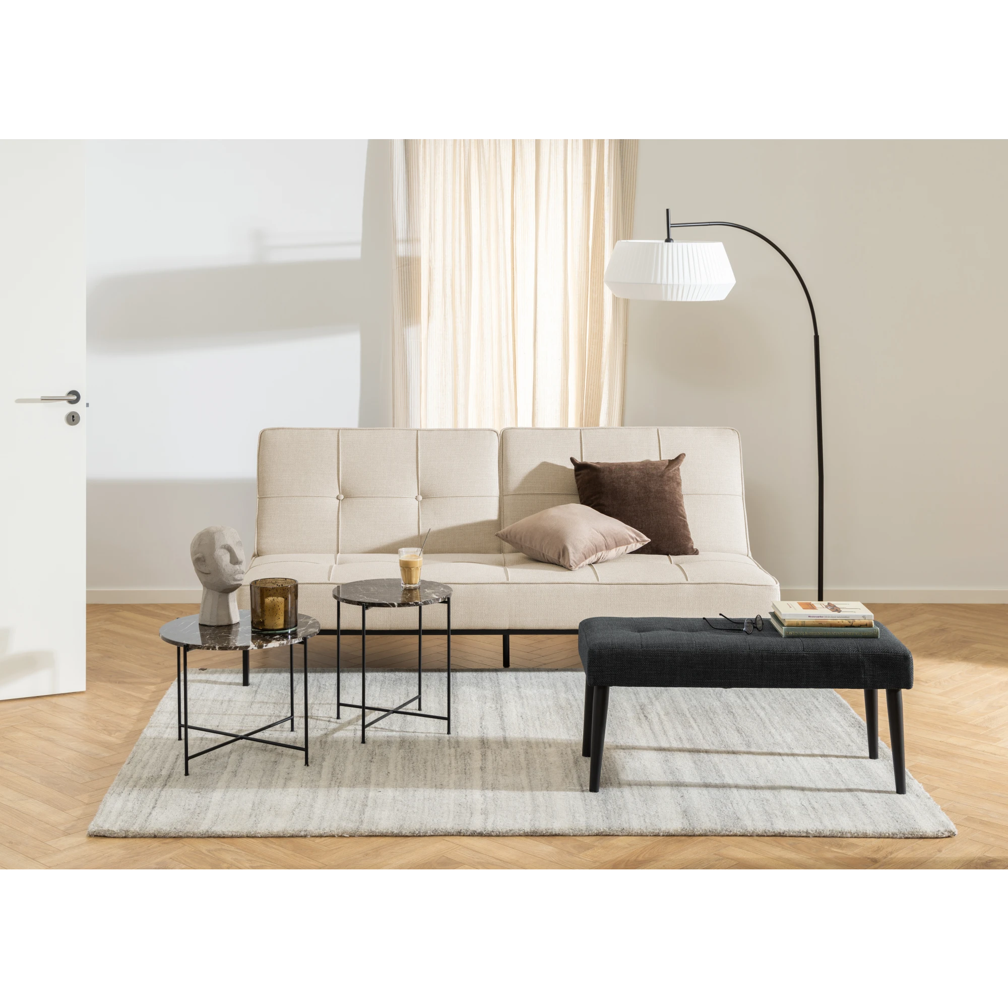 Hjem Design Avila Marble Side Table, Brown