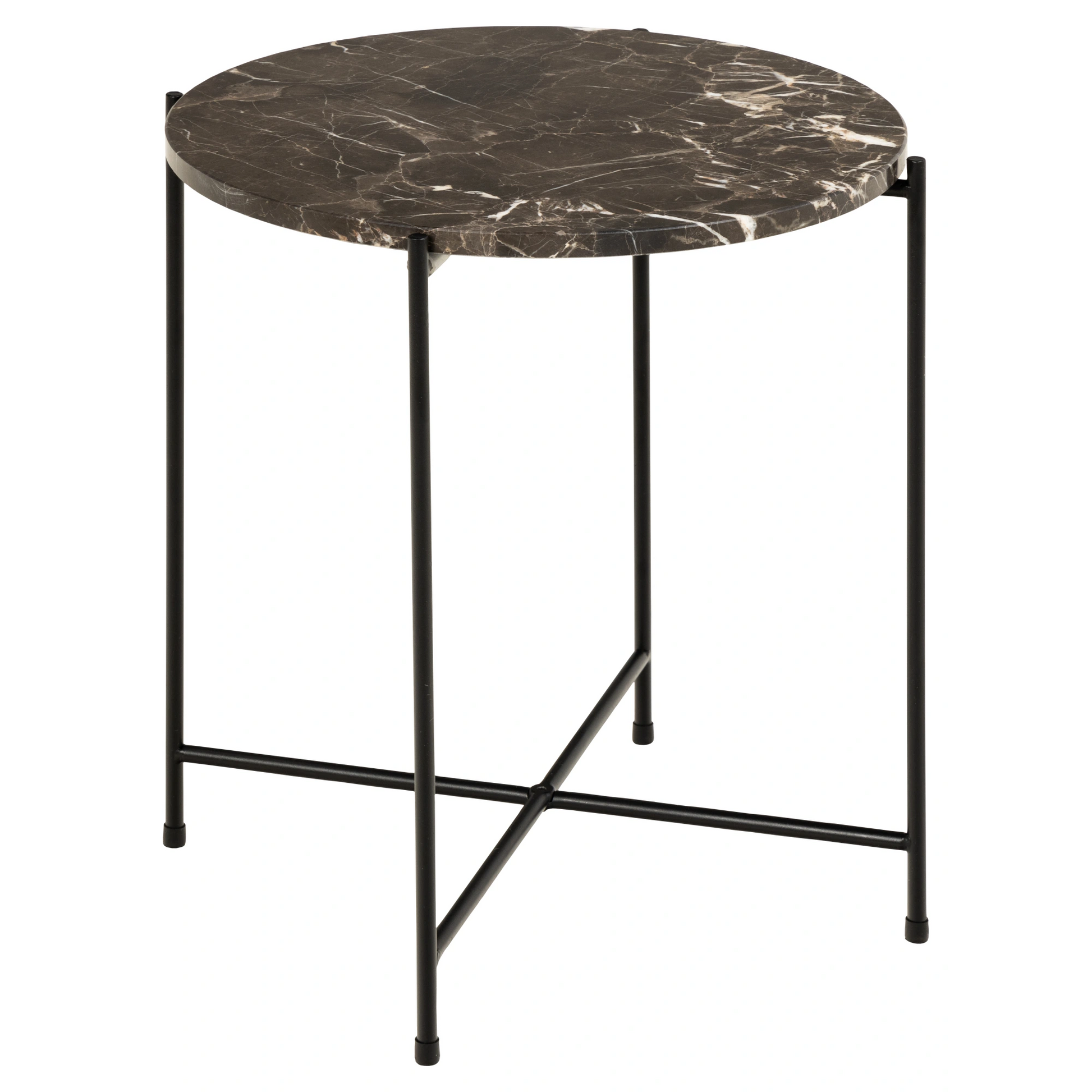 Hjem Design Avila Marble Side Table, Brown