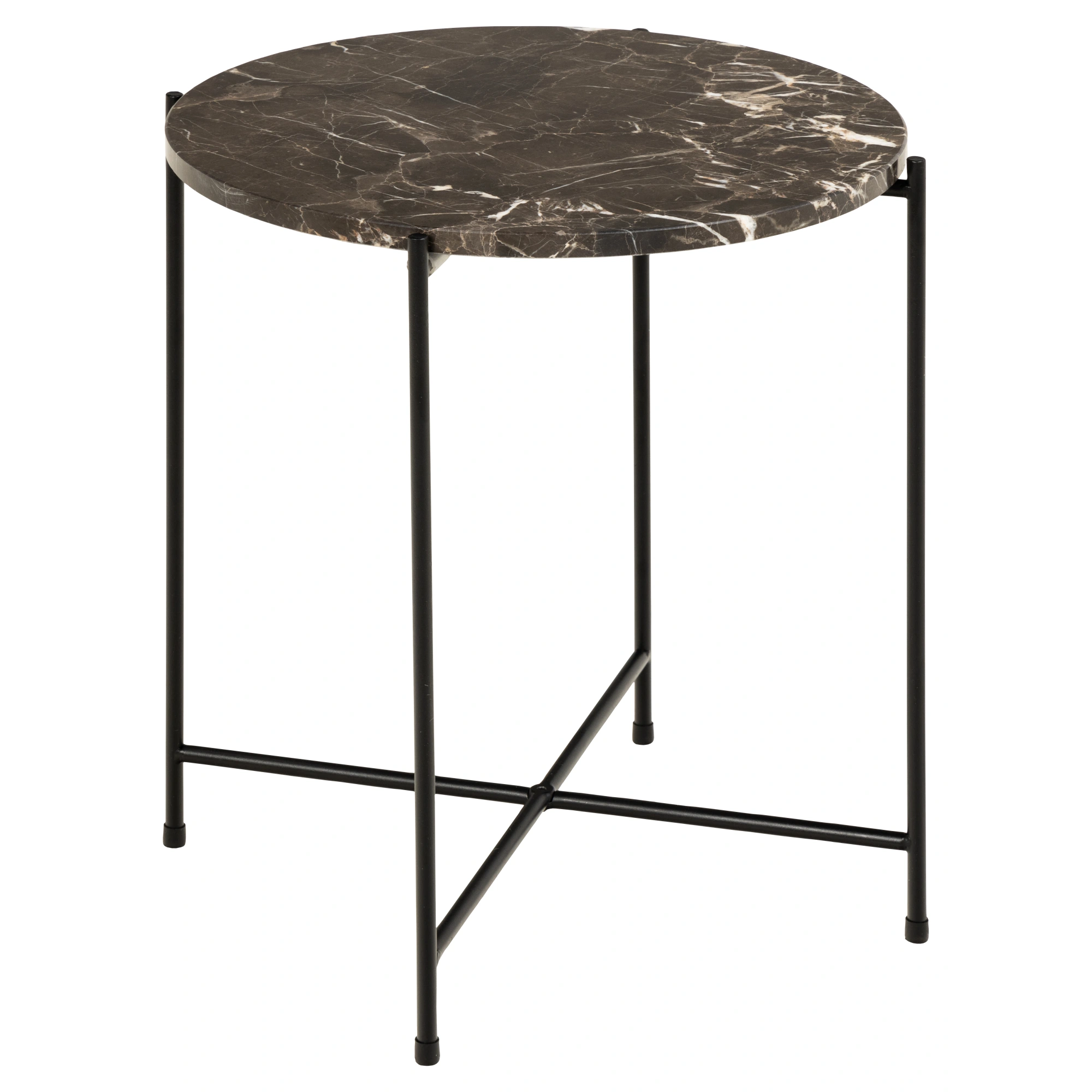 Hjem Design Avila Marble Side Table, Brown