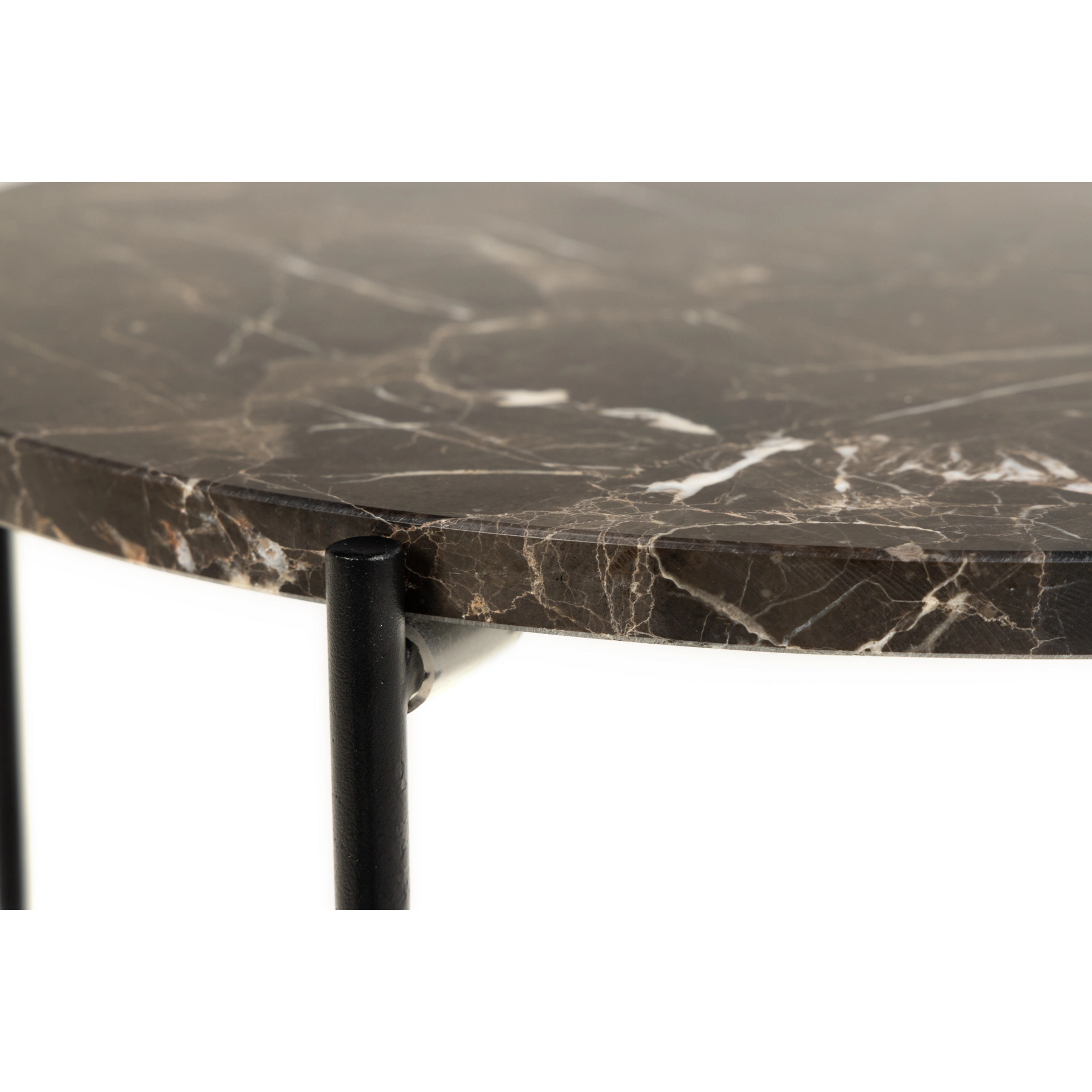 Hjem Design Avila Marble Side Table, Brown
