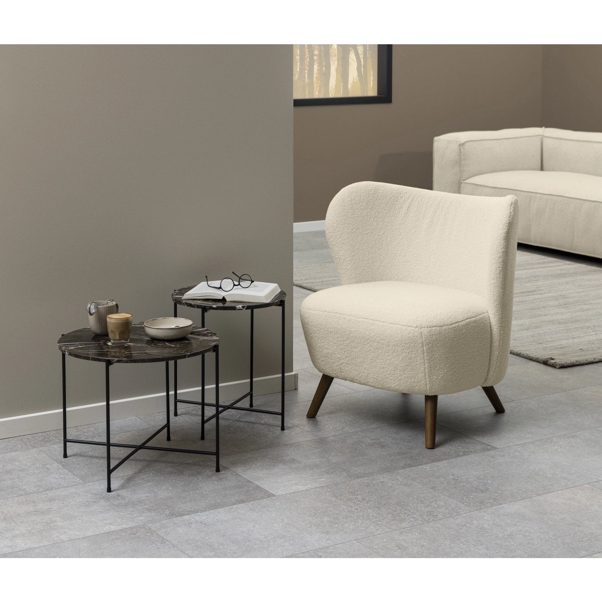 Hjem Design Avila Marble Side Table, Brown
