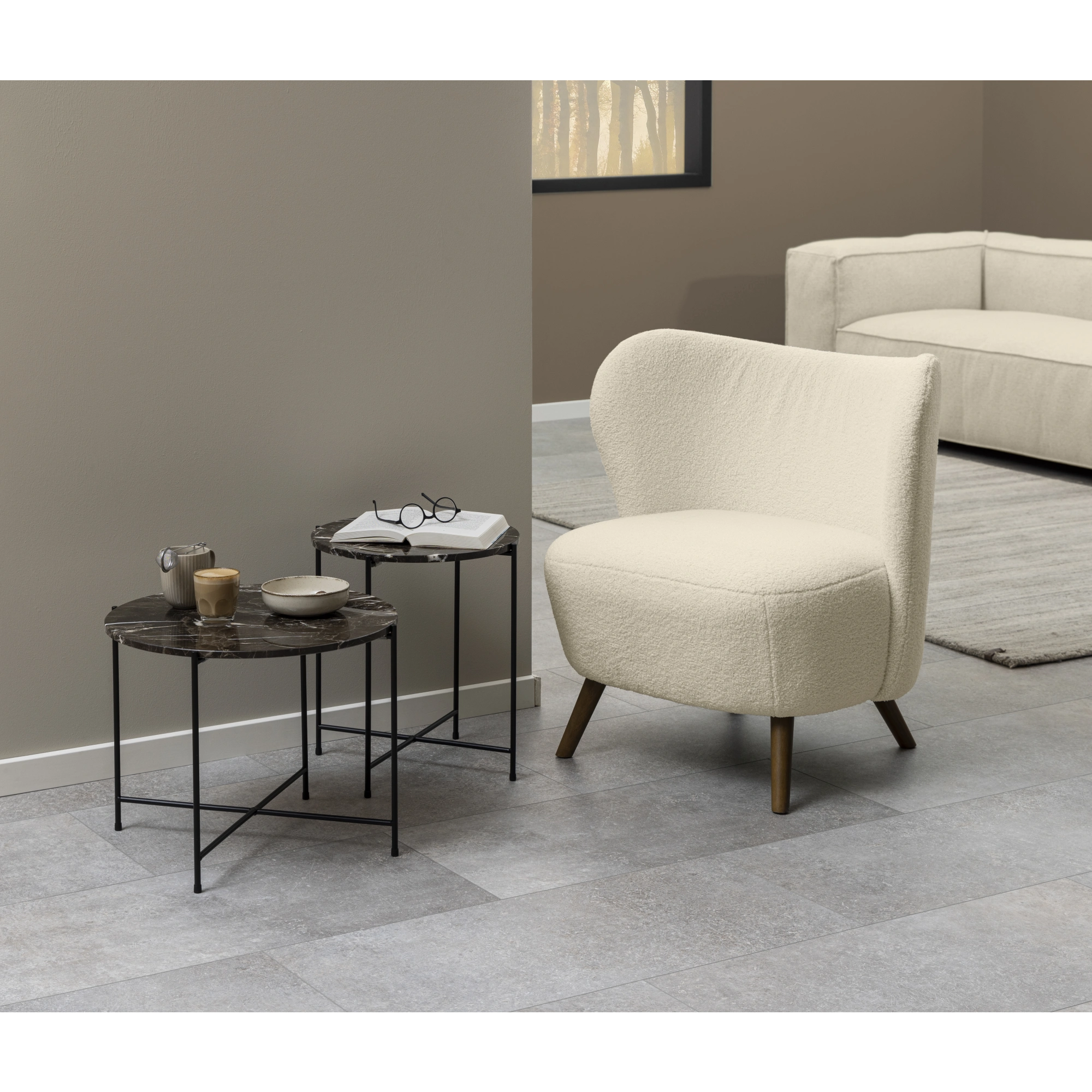 Hjem Design Avila Marble Side Table, Brown