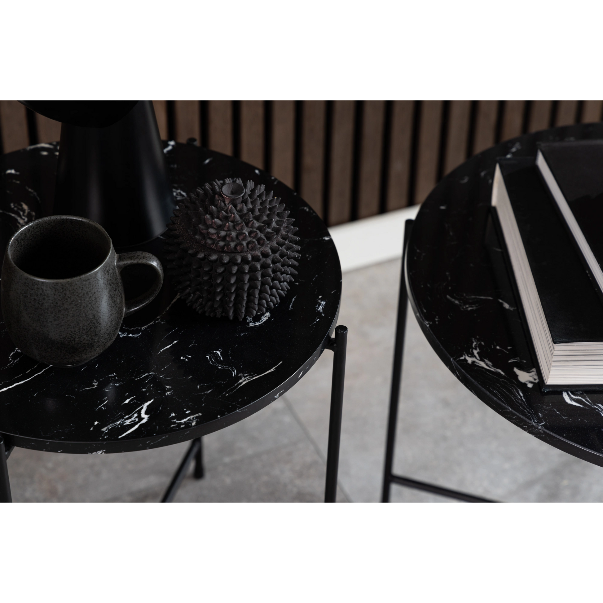 Hjem Design Avila Marble Coffee Table, Black