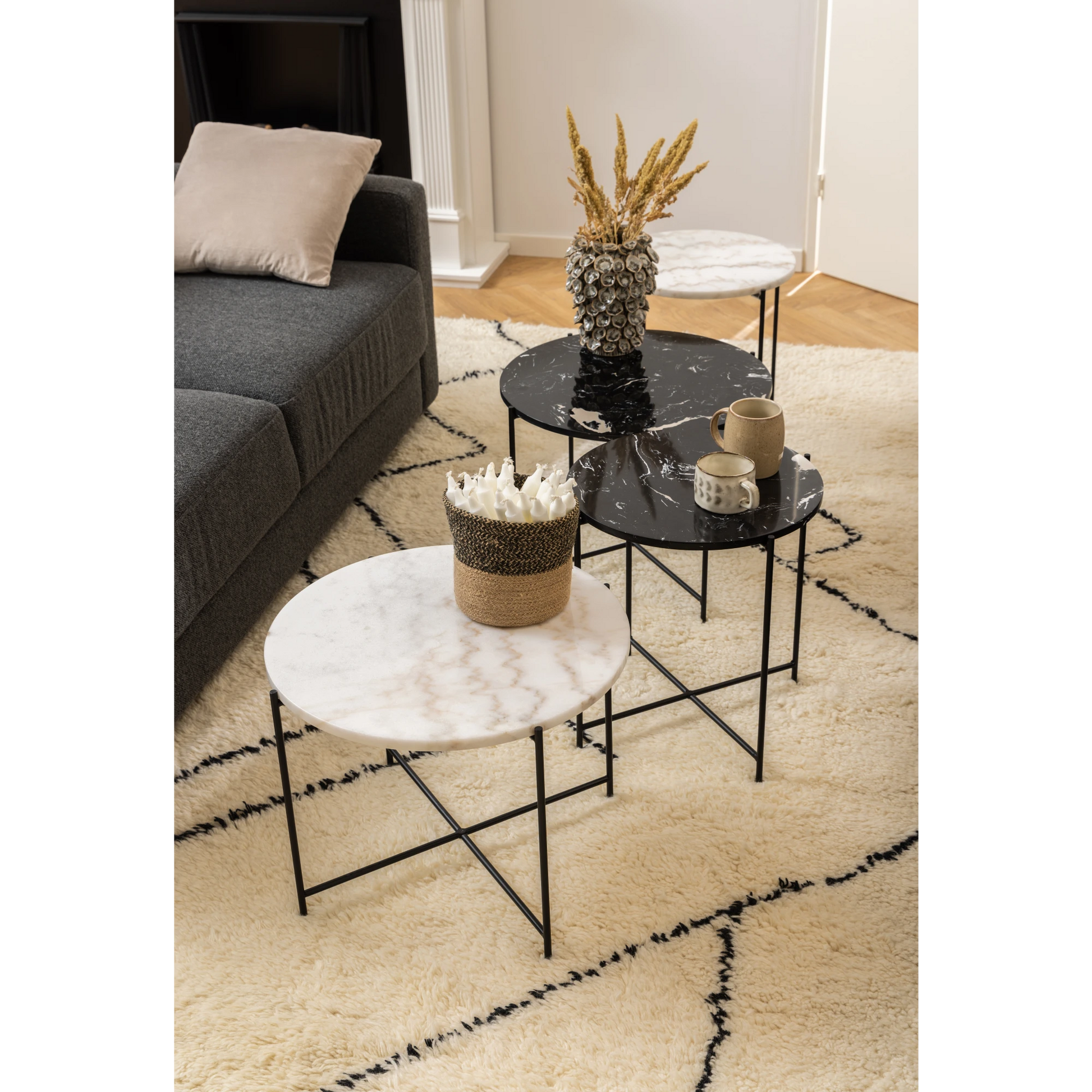 Hjem Design Avila Marble Coffee Table, Black
