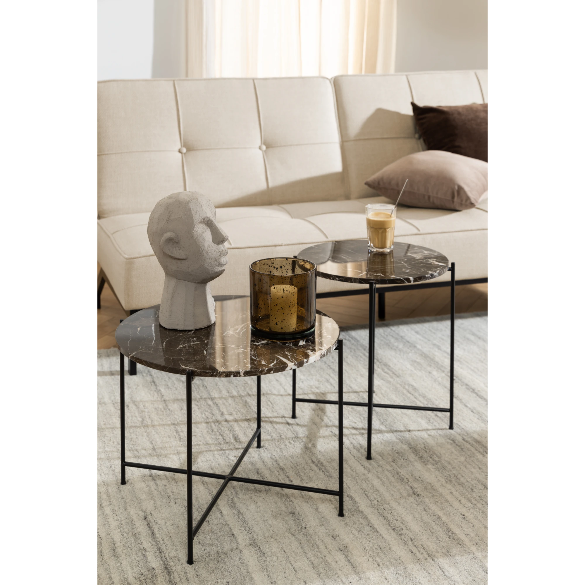 Hjem Design Avila Marble Coffee Table, Brown