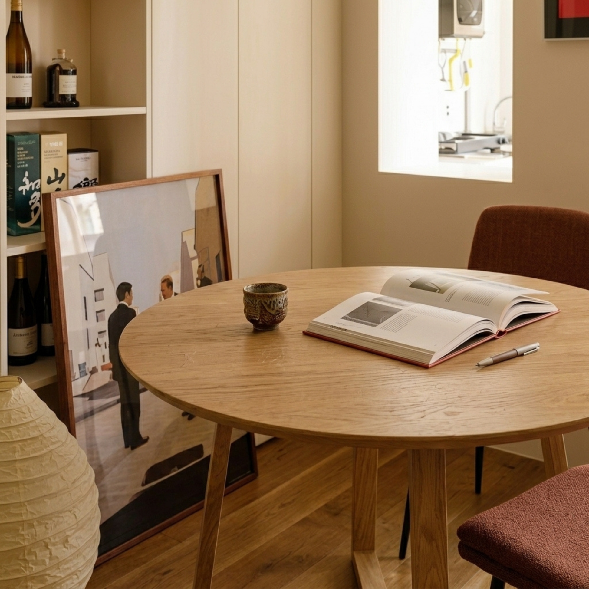 Hjem Design Malda Round Dining Table, Natural Wood