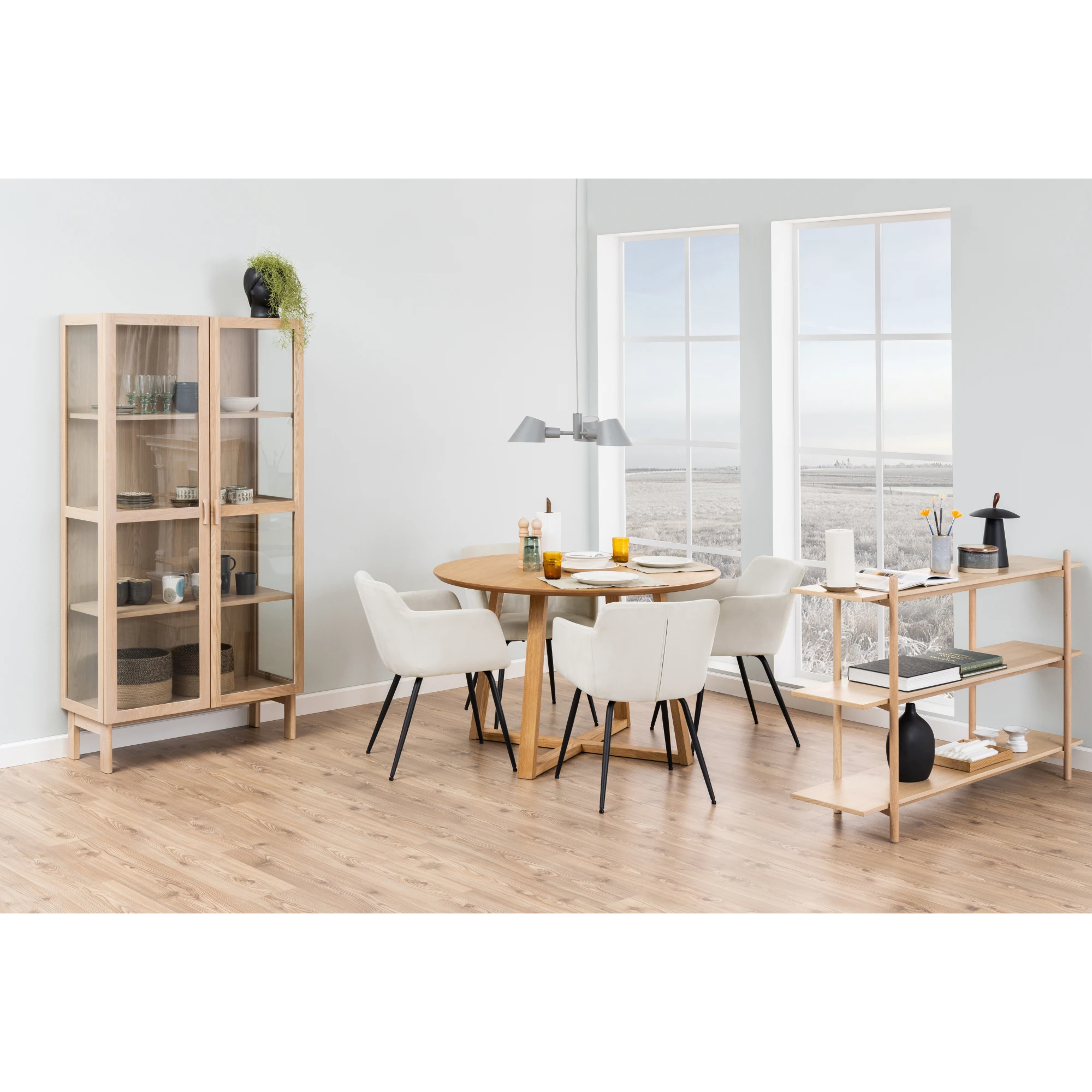 Hjem Design Malika Round Dining Table, Natural Wood
