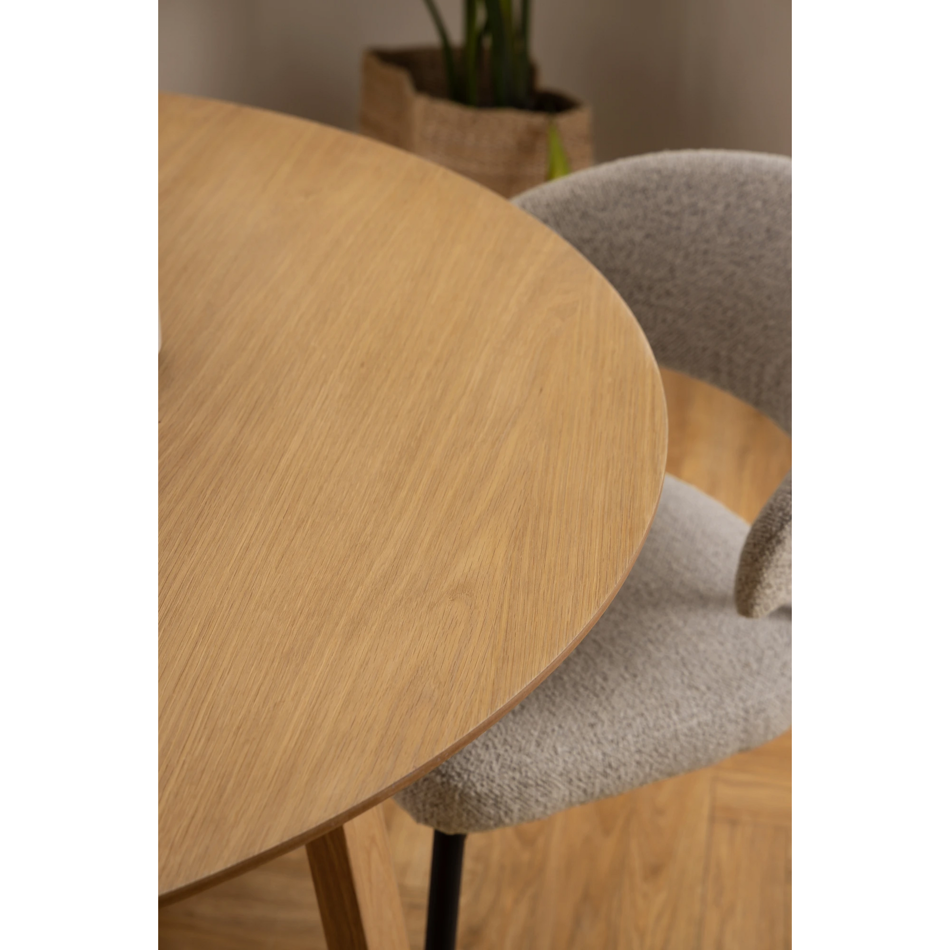 Hjem Design Malika Round Dining Table, Natural Wood