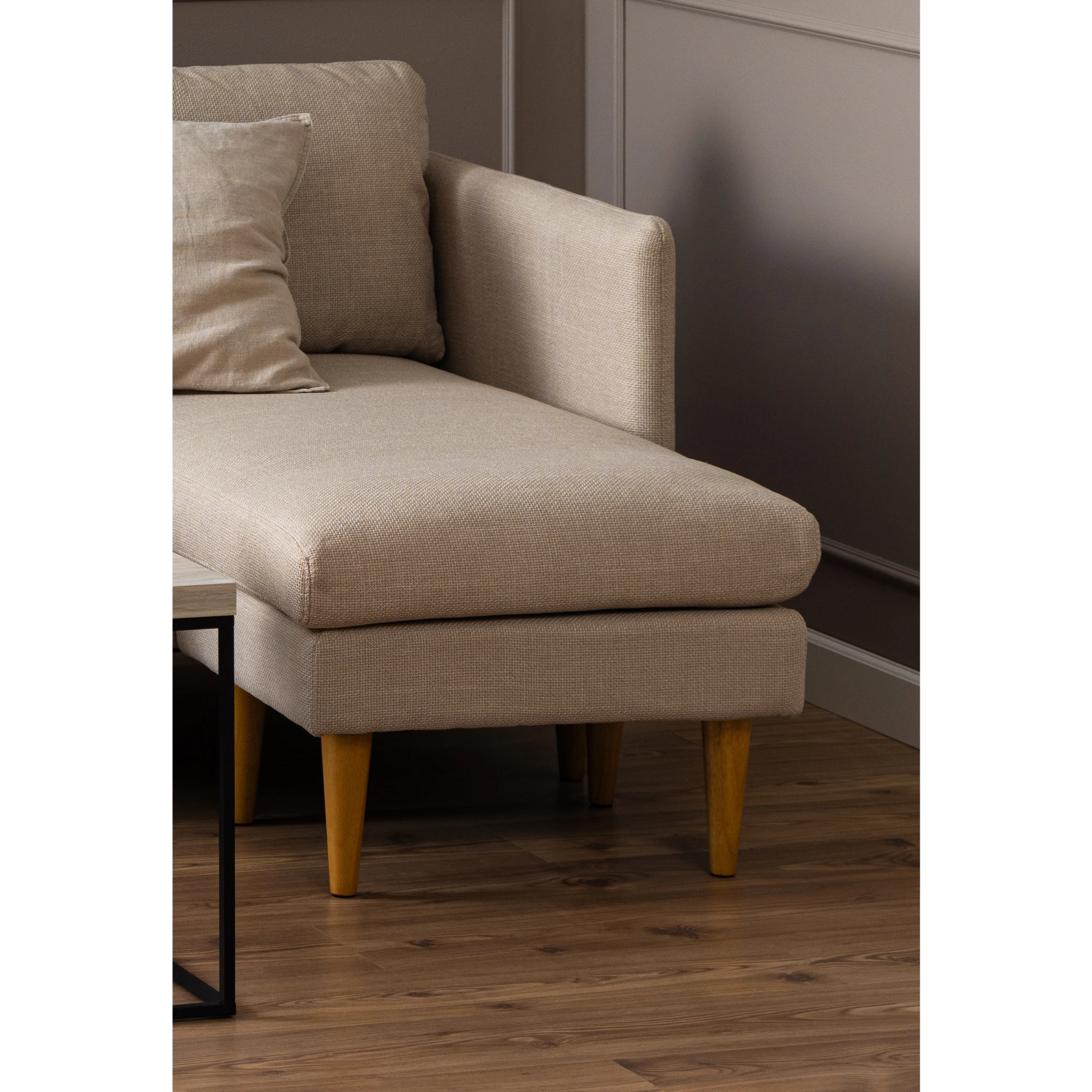 Hjem Design Milly 2-Seater Sofa with Chaise, Beige