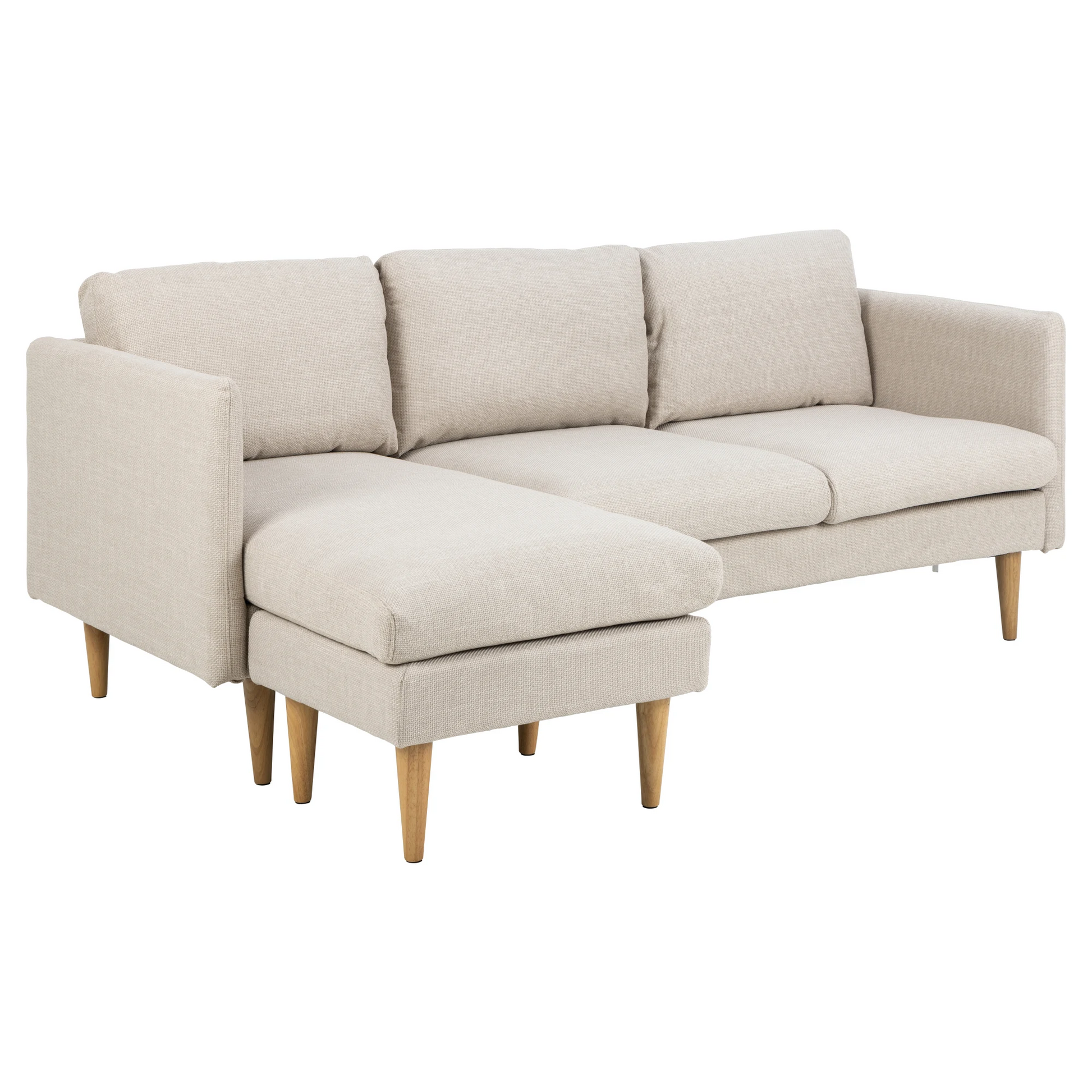 Hjem Design Milly 2-Seater Sofa with Chaise, Beige