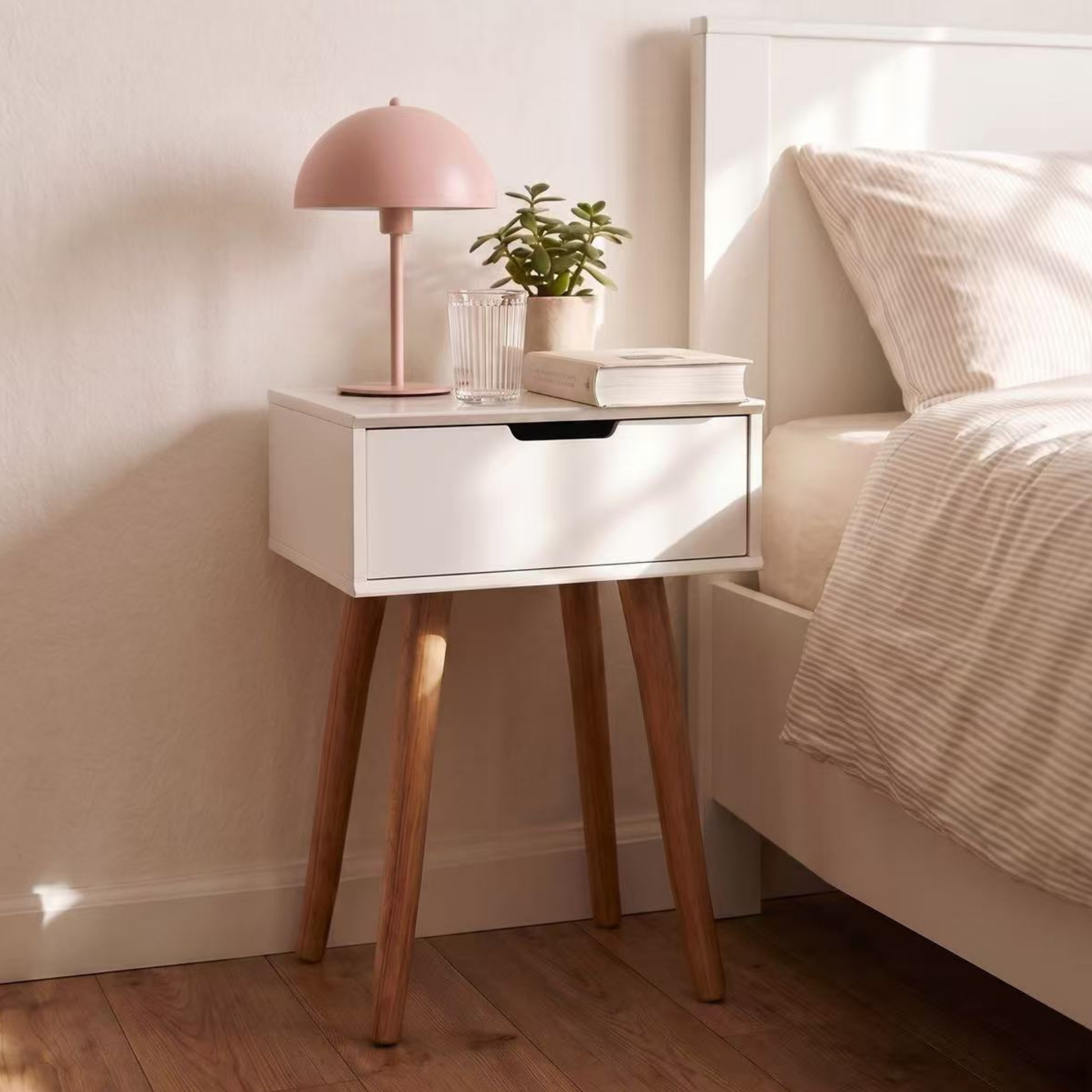 Hjem Design Mitar Bedside Table with Solid Legs