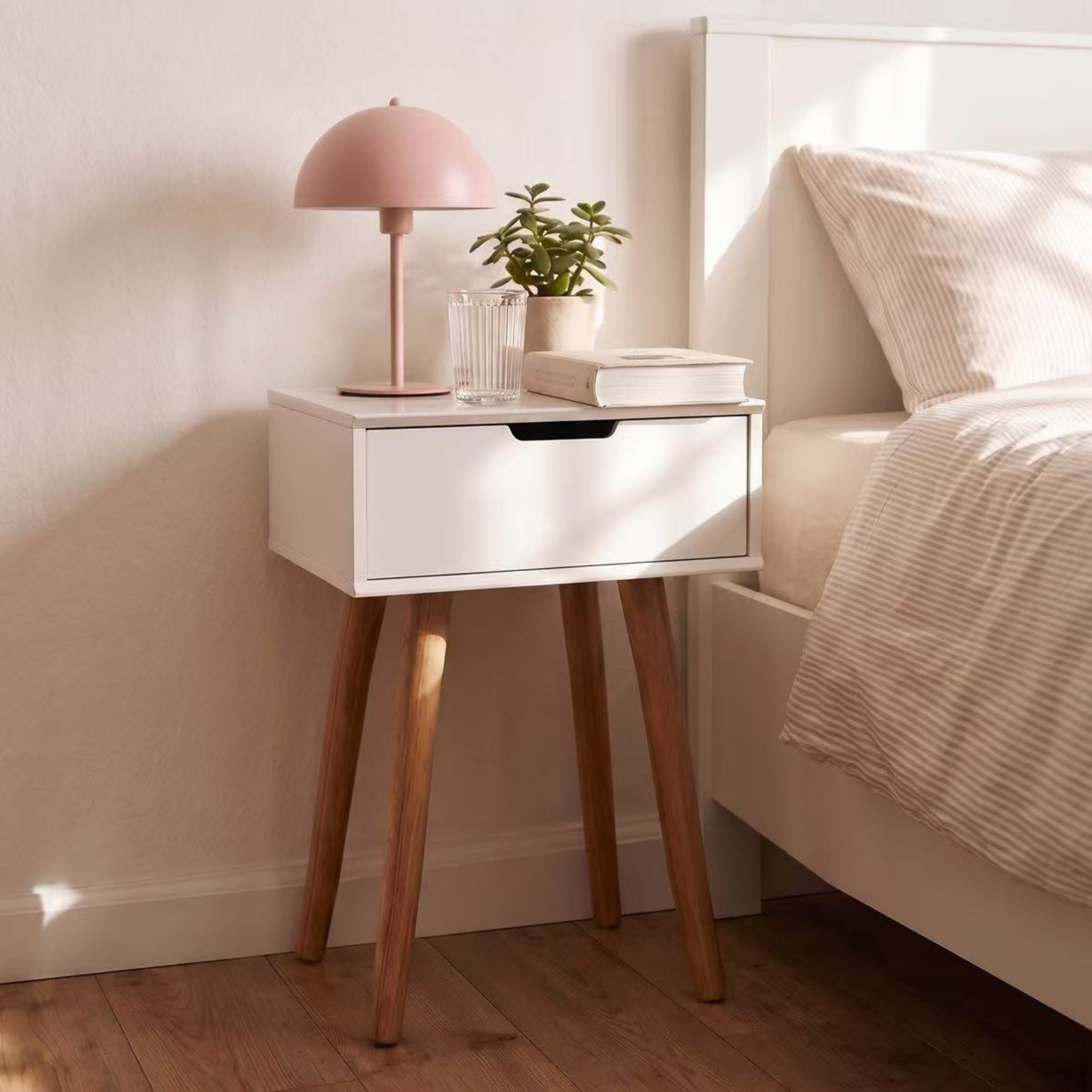 Hjem Design Mitar Bedside Table with Solid Legs