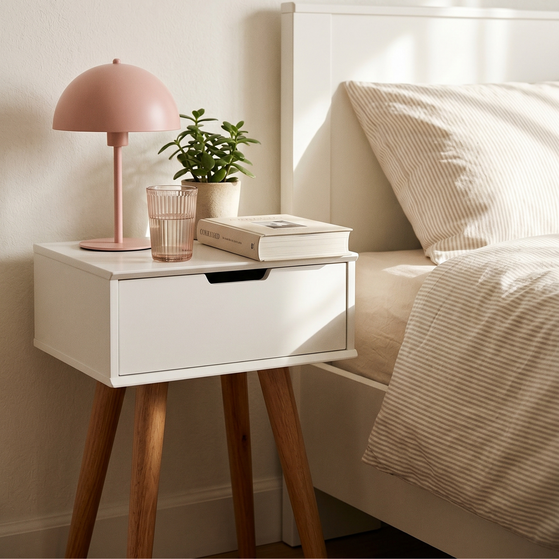 Hjem Design Mitar Bedside Table with Solid Legs