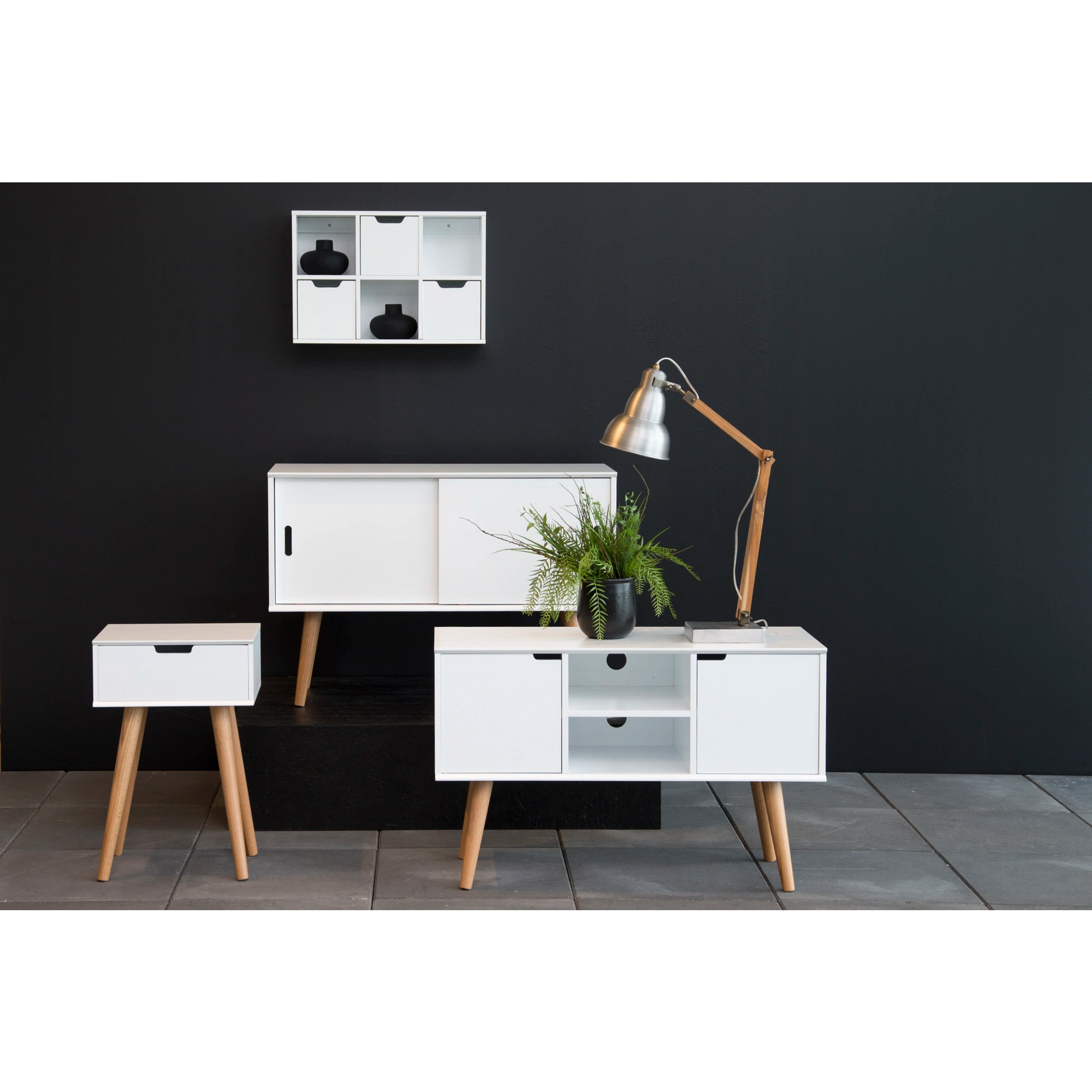 Hjem Design Mitra Bedside Table with Solid Legs