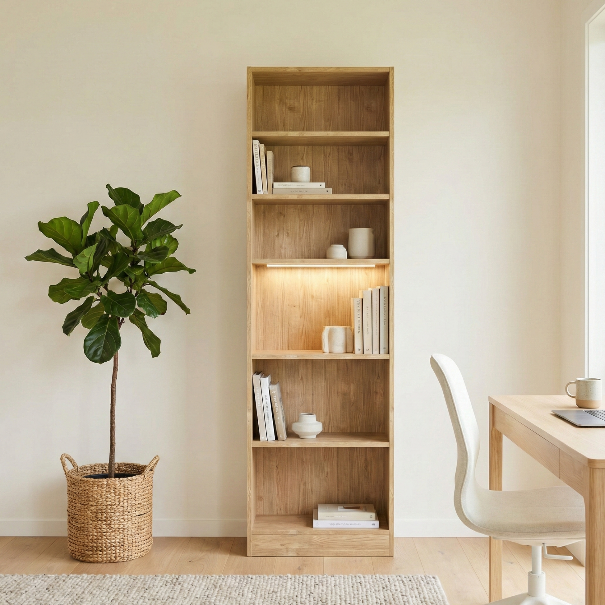 Loft Kiri Bookcase, 60cm, Natural Wood