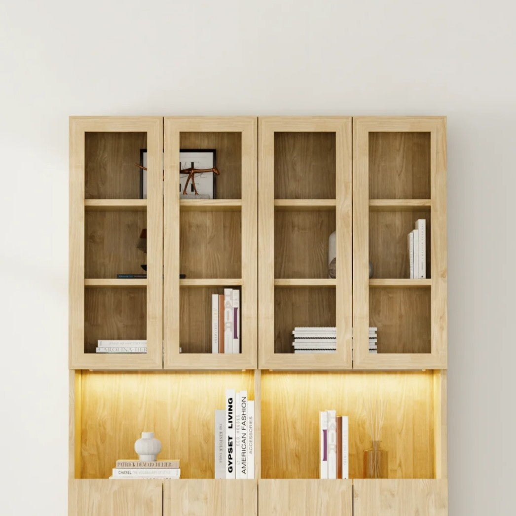 Loft Kiri Bookcase Glass Door, W120cm, Natural Wood