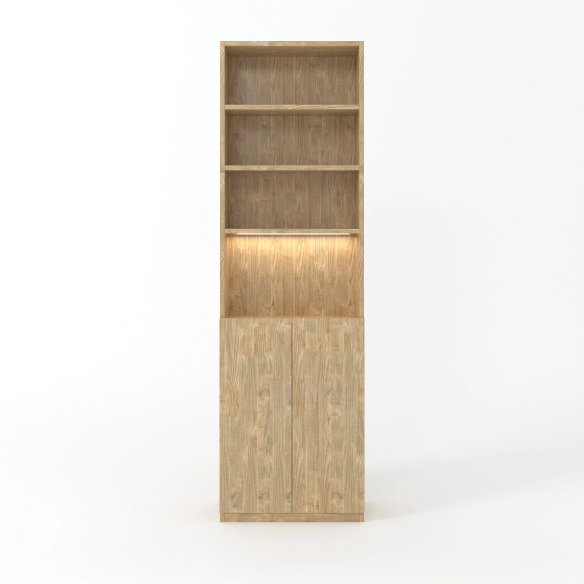 Loft Kiri Bookcase with 2 Doors, 60cm, Natural Wood
