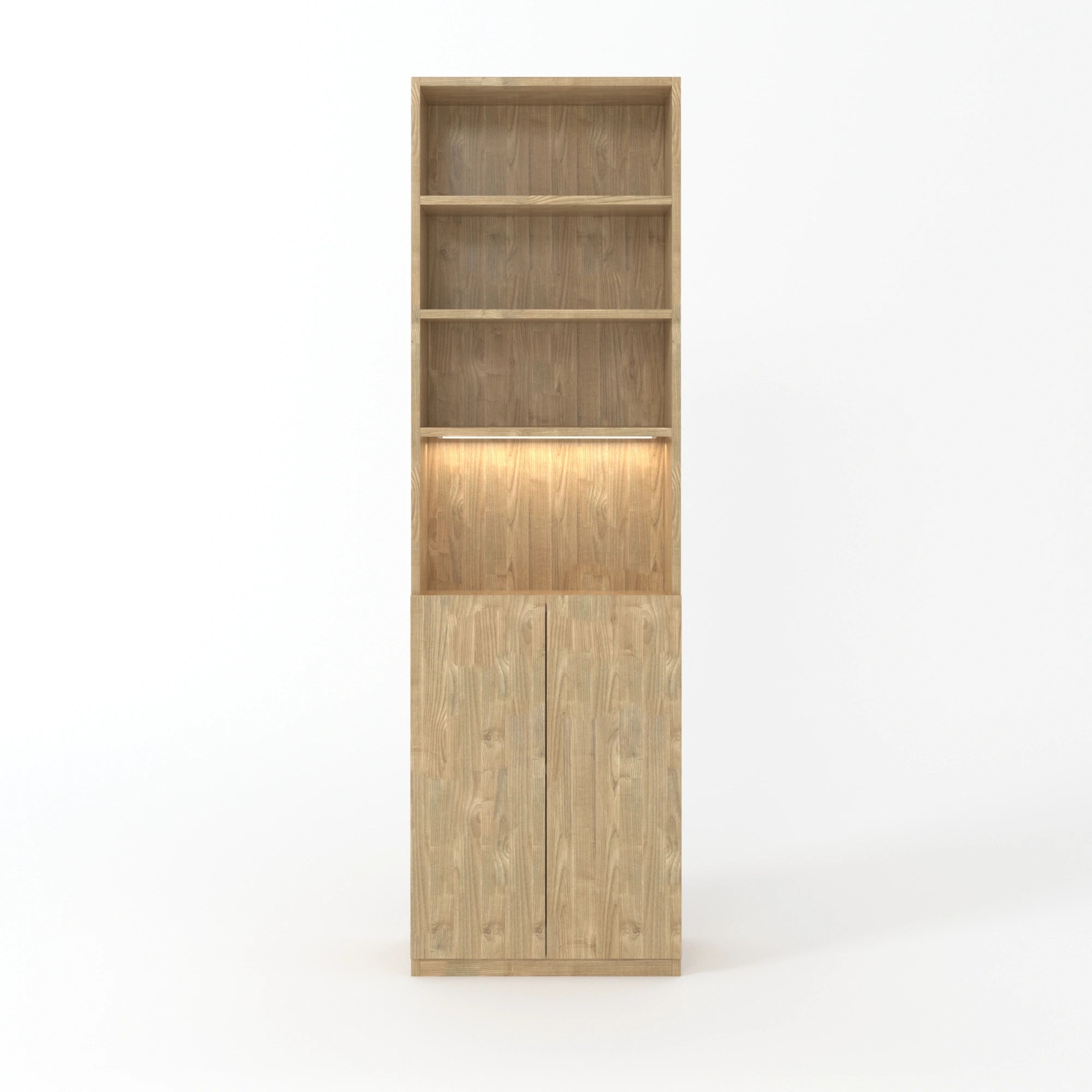 Loft Kiri Bookcase with 2 Doors, 60cm, Natural Wood