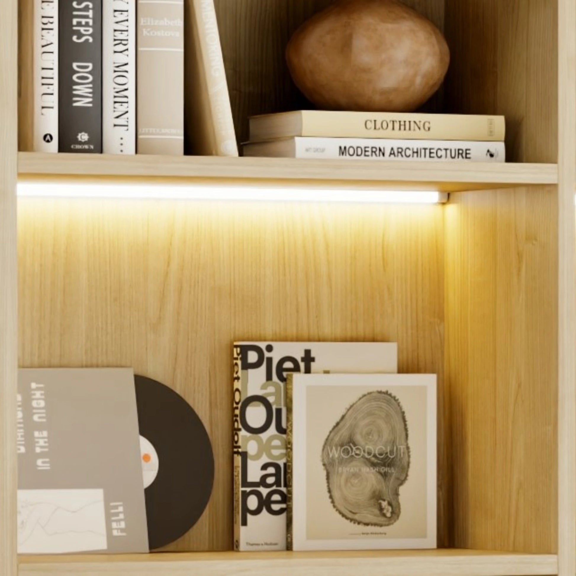 Loft Kiri Bookcase with 4 Doors, 120cm, Natural Wood