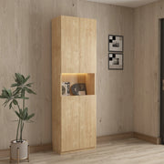 Loft Kiri Bookcase with 4 Doors, 60cm,  Natural Wood