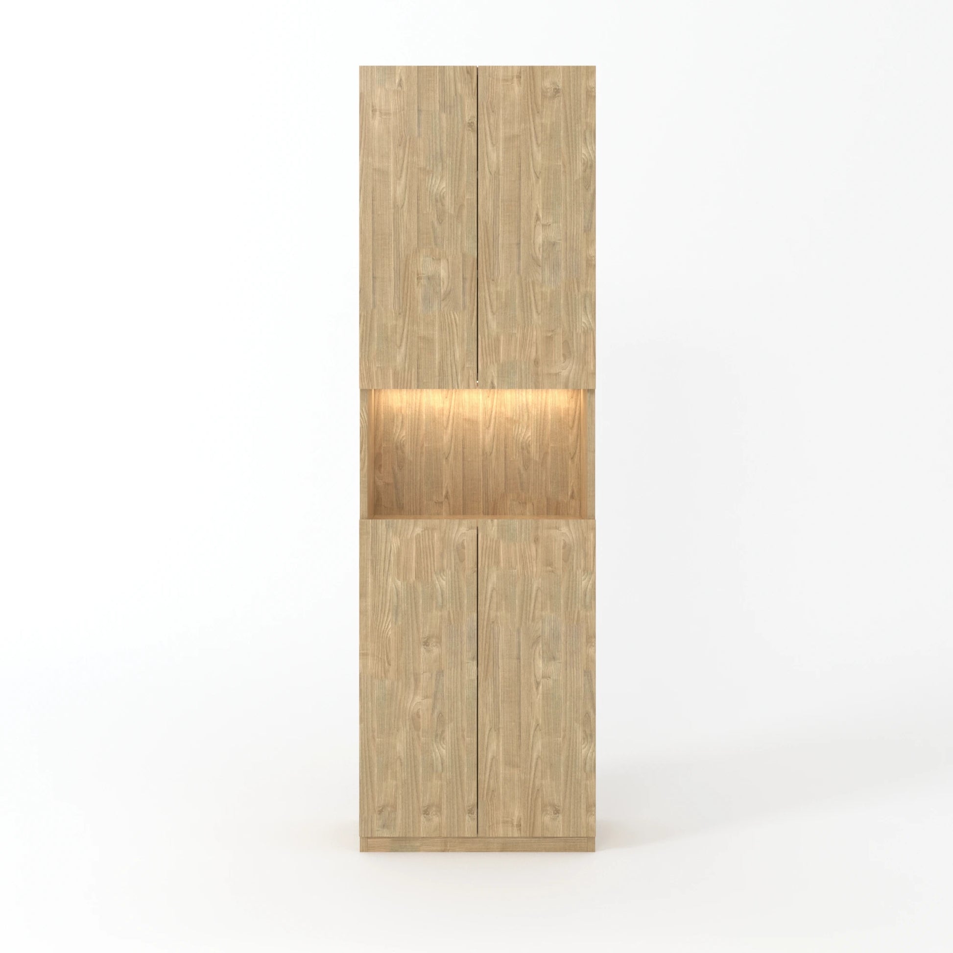 Loft Kiri Bookcase with 4 Doors, 60cm,  Natural Wood