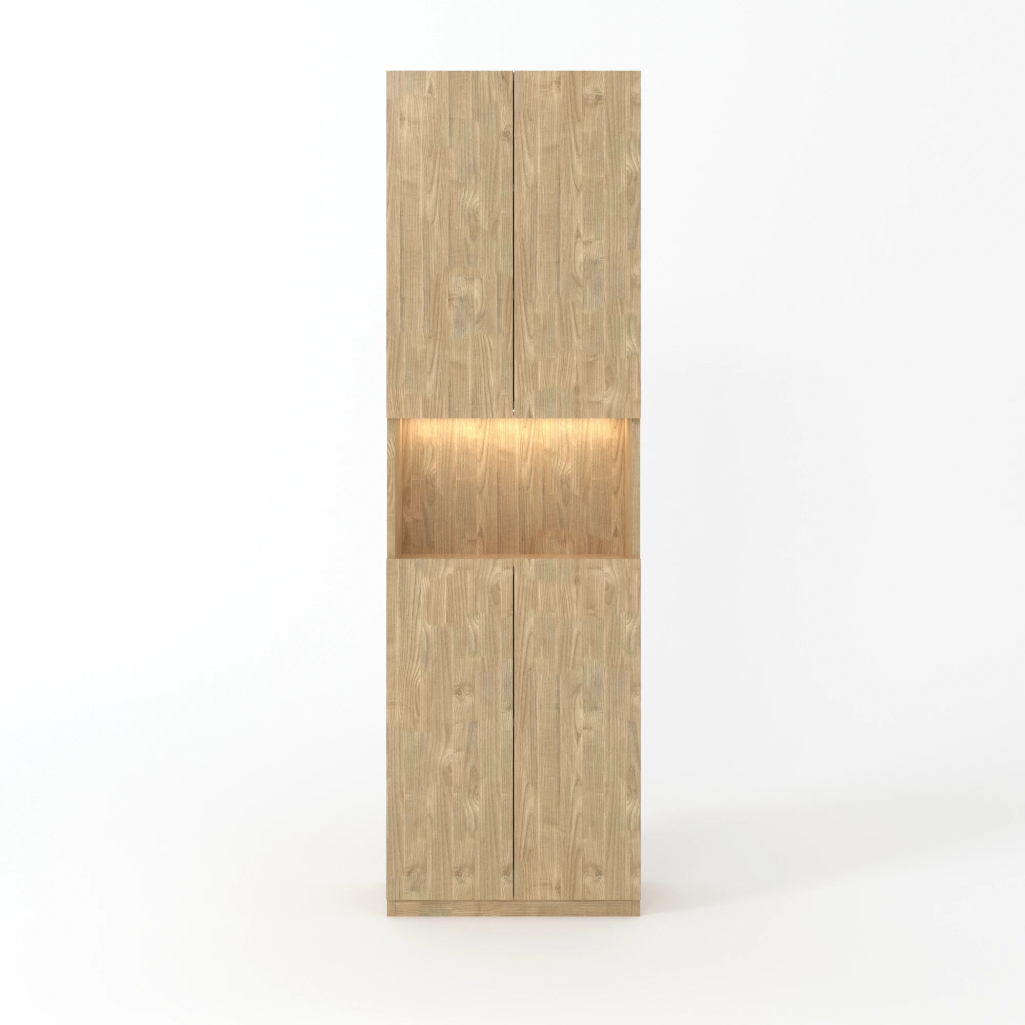 Loft Kiri Bookcase with 4 Doors, 60cm,  Natural Wood