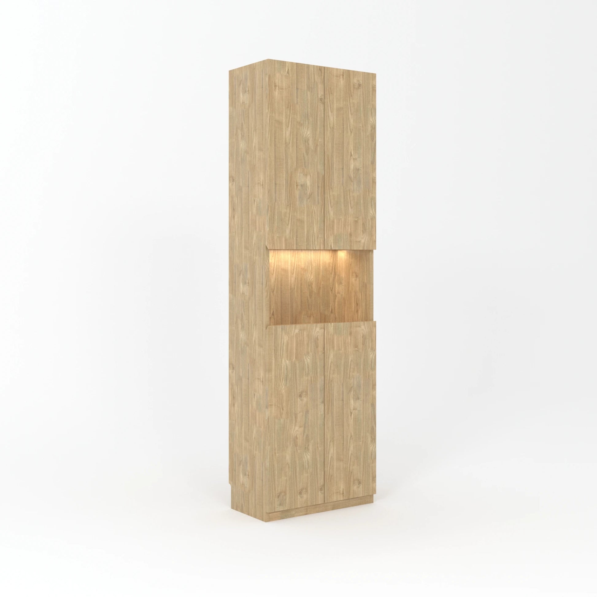Loft Kiri Bookcase with 4 Doors, W60cm, Natural Wood