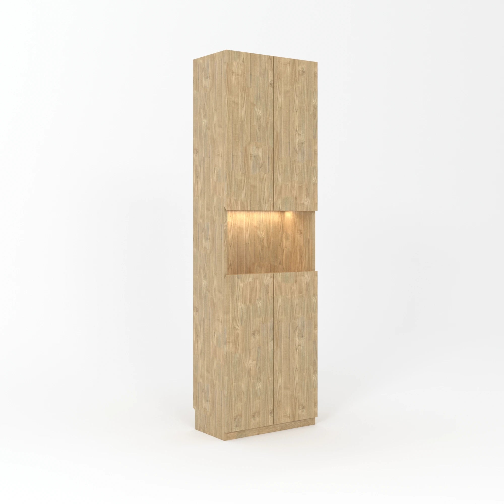 Loft Kiri Bookcase with 4 Doors, W60cm, Natural Wood