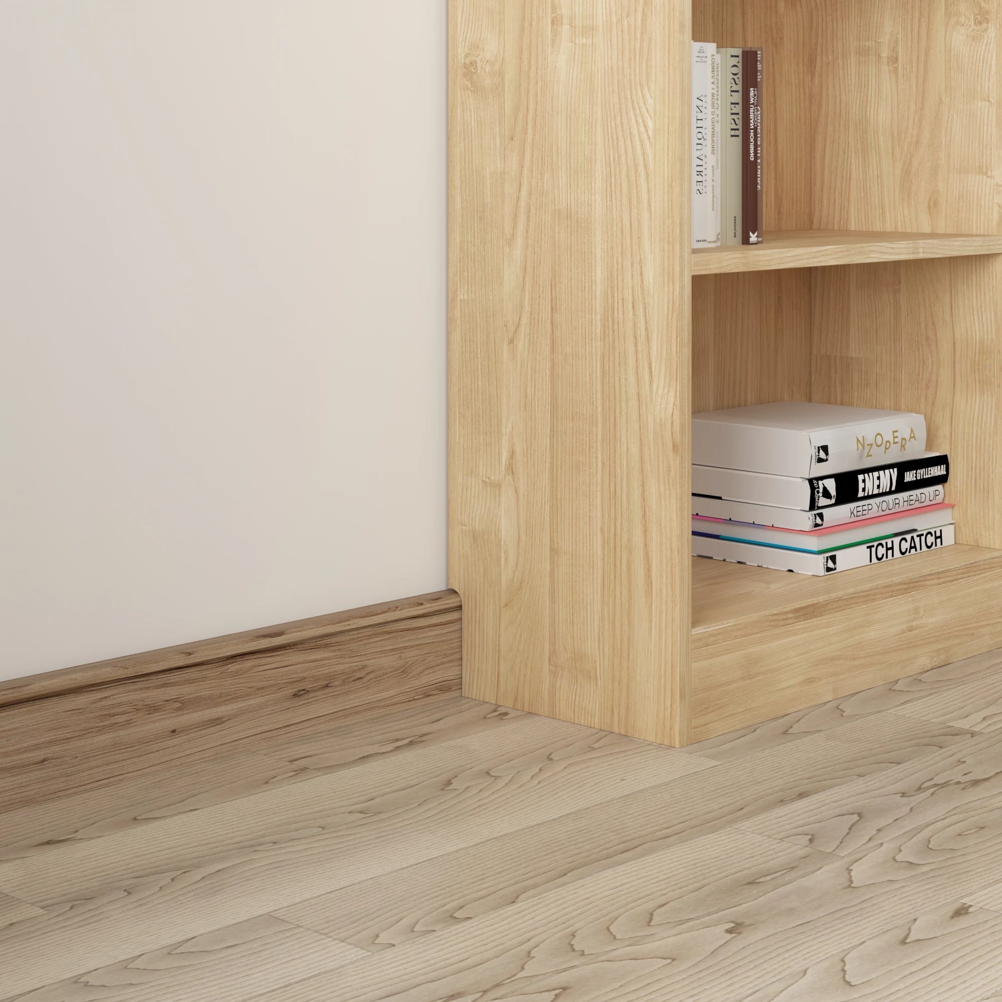 Loft Kiri Bookcase with 4 Doors, 60cm,  Natural Wood