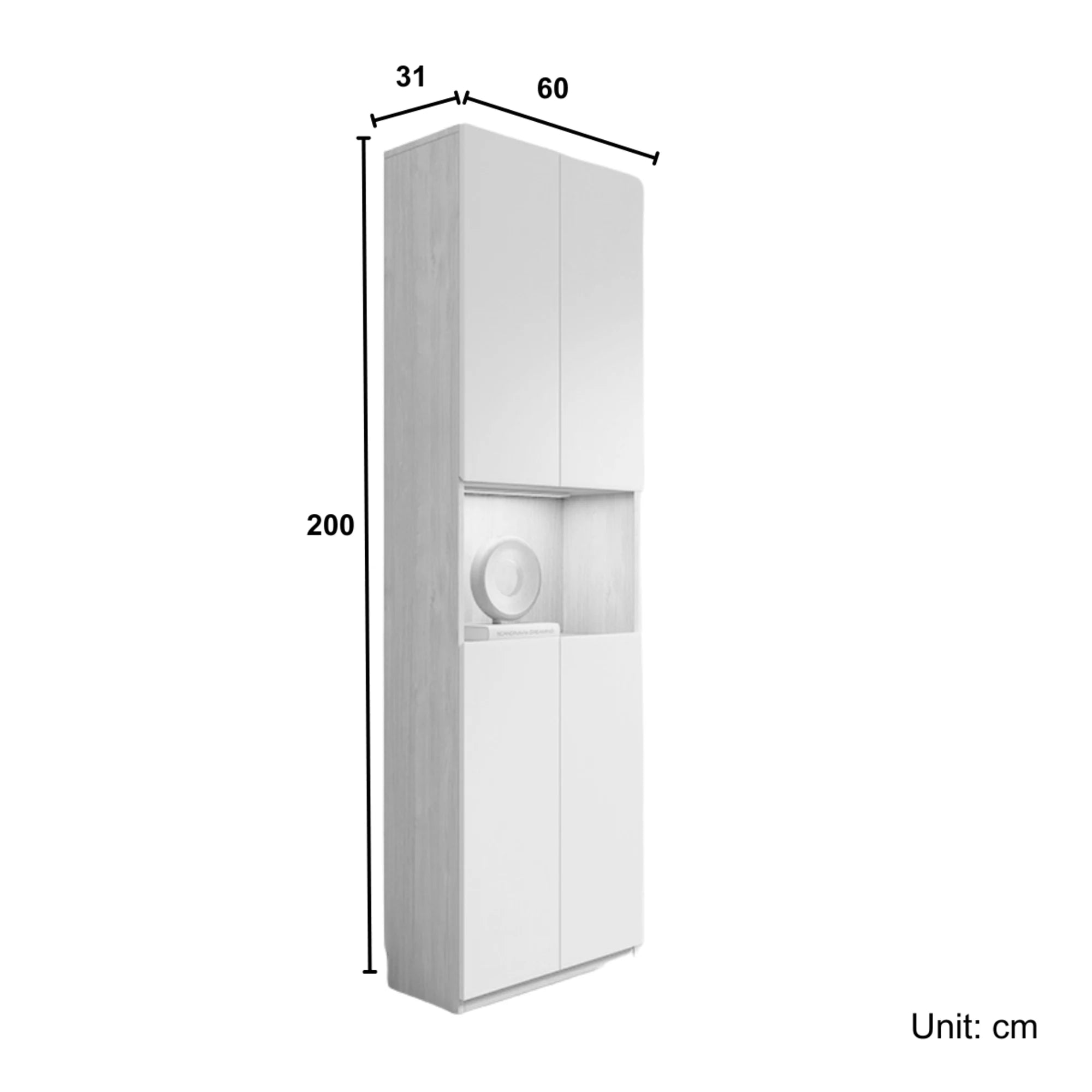 Loft Kiri Bookcase with 4 Doors, 60cm,  Natural Wood