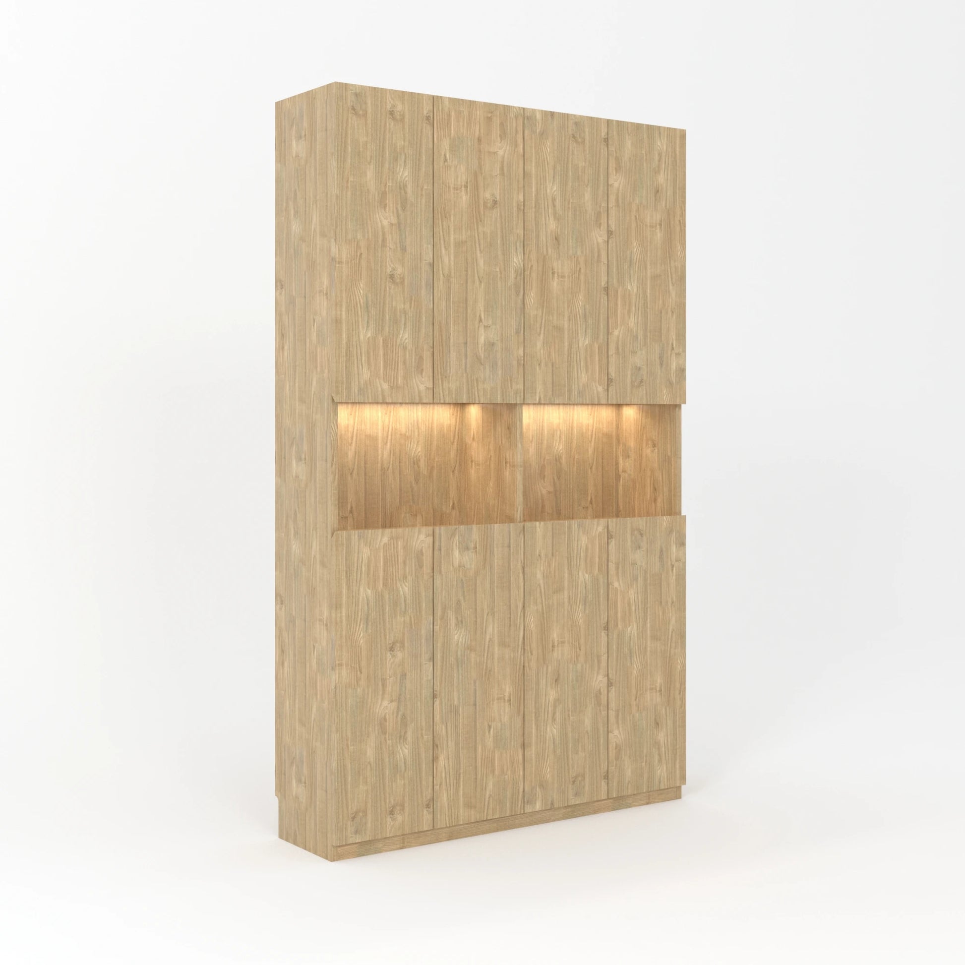 Loft Kiri Bookcase with 8 Doors, 120cm, Natural Wood
