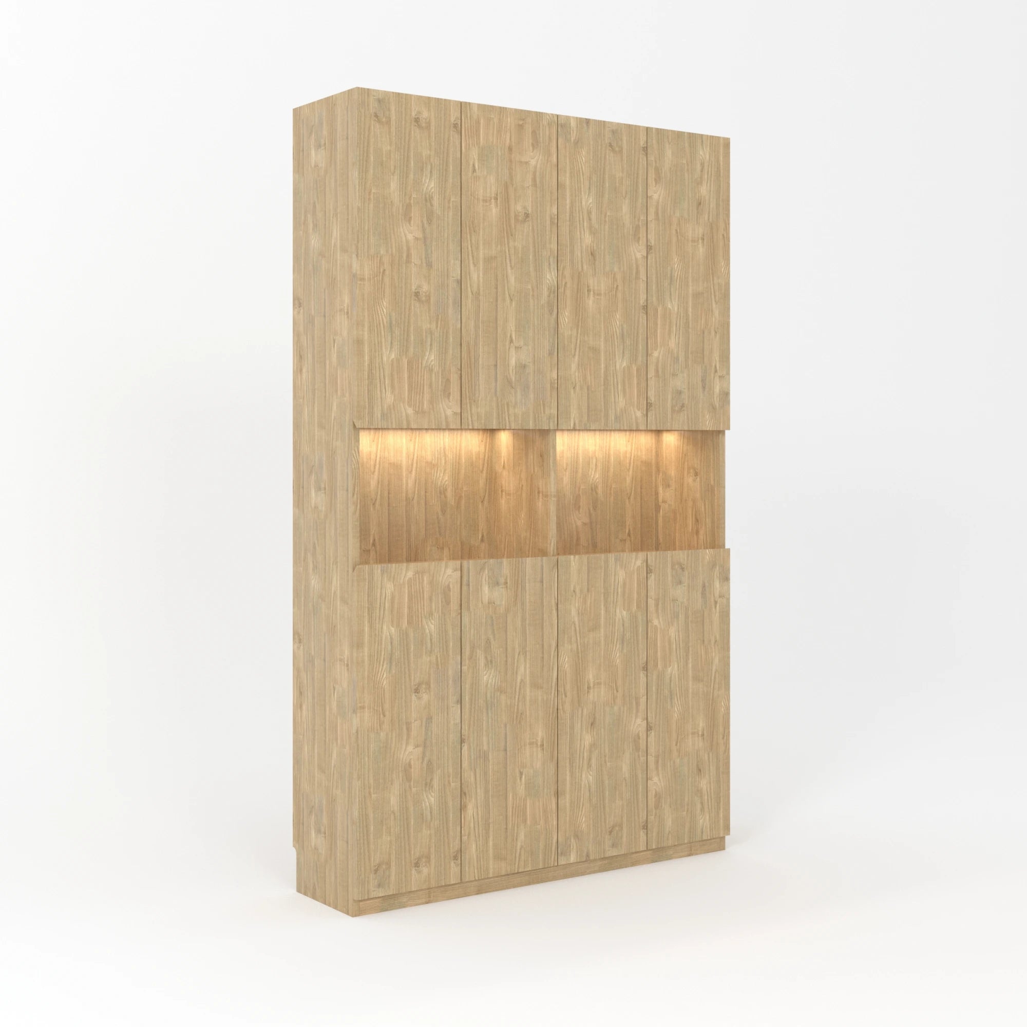 Loft Kiri Bookcase with 8 Doors, 120cm, Natural Wood
