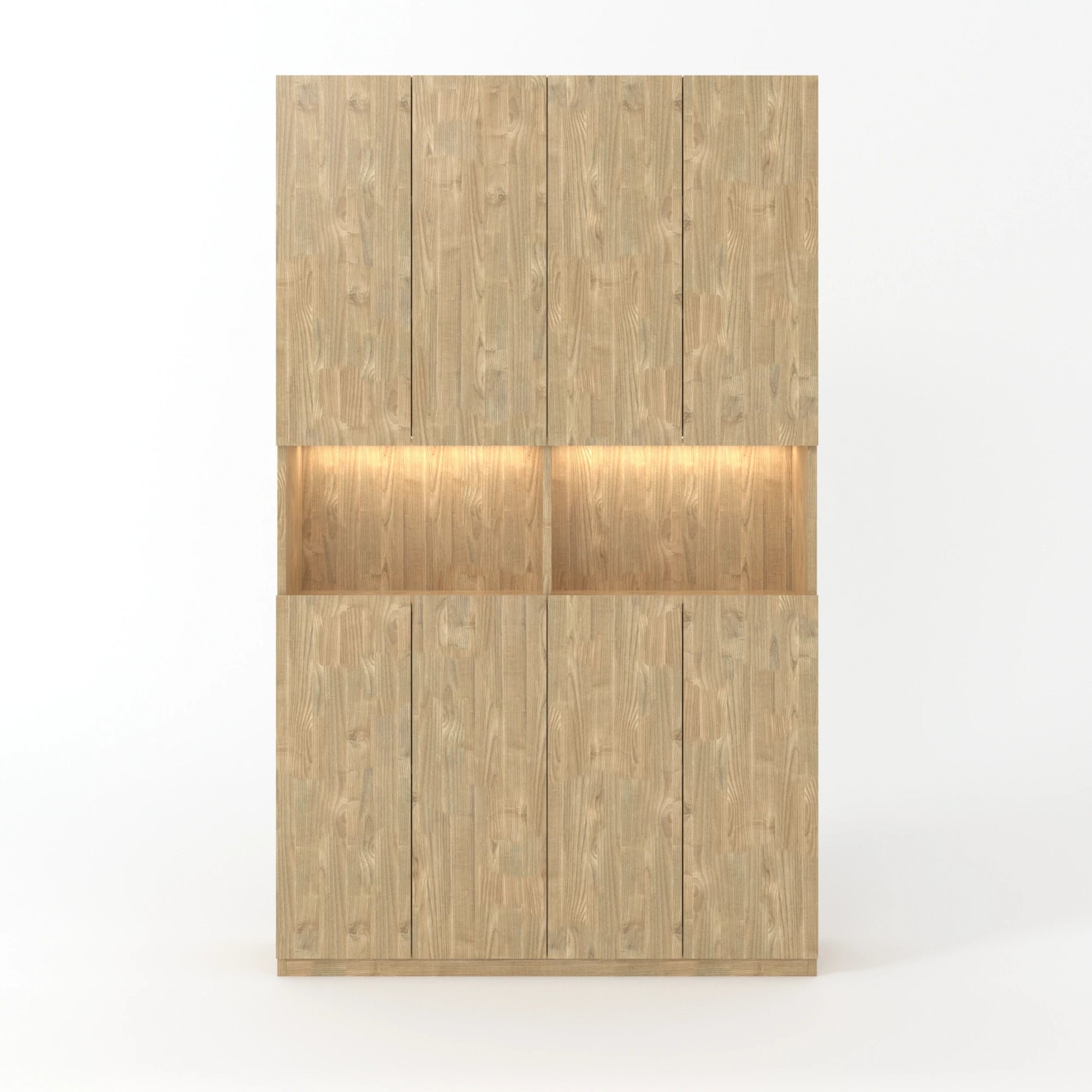 Loft Kiri Bookcase with 8 Doors, 120cm, Natural Wood