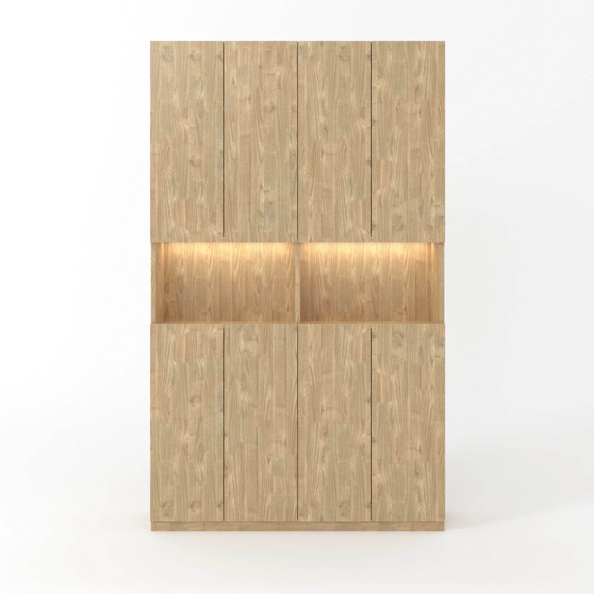Loft Kiri Bookcase with 8 Doors, 120cm, Natural Wood