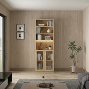Loft Kiri Bookcase with 2 Glass Doors, W60cm, Natural Wood