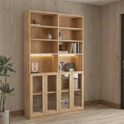 Loft Kiri Bookcase with 4 Glass Doors, W120cm, Natural Wood