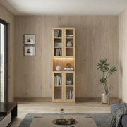 Loft Kiri Bookcase with 4 Glass Doors, W60cm, Natural Wood