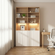 Loft Kiri Bookcase with 4 Doors, W120cm, Natural Wood & White
