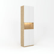 Loft Kiri Bookcase with 4 Doors, 60cm, White & Natural Wood