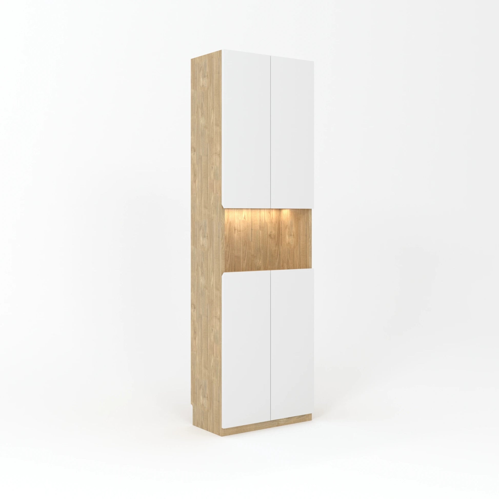 Loft Kiri Bookcase with 4 Doors, 60cm, White & Natural Wood