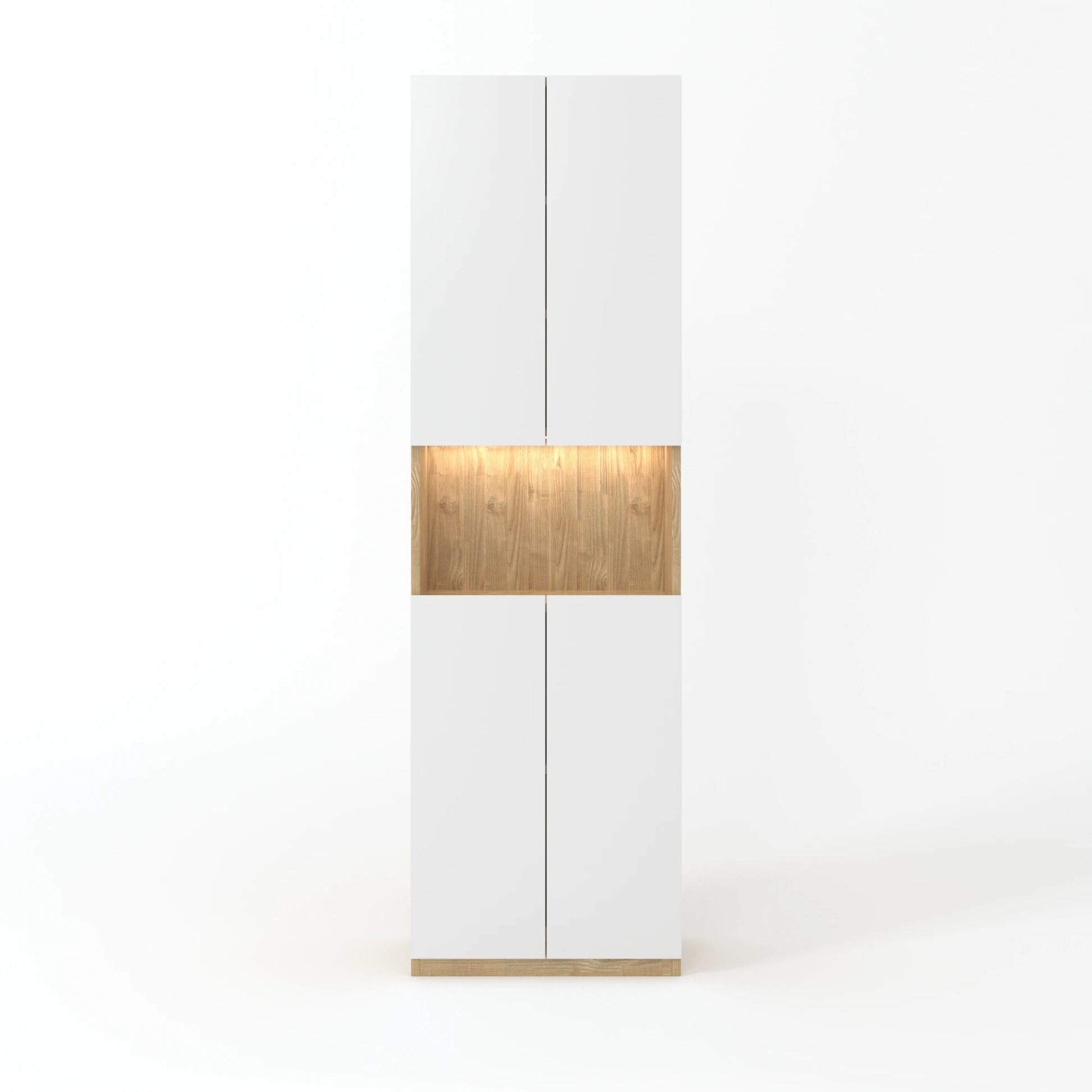 Loft Kiri Bookcase with 4 Doors, 60cm, White & Natural Wood
