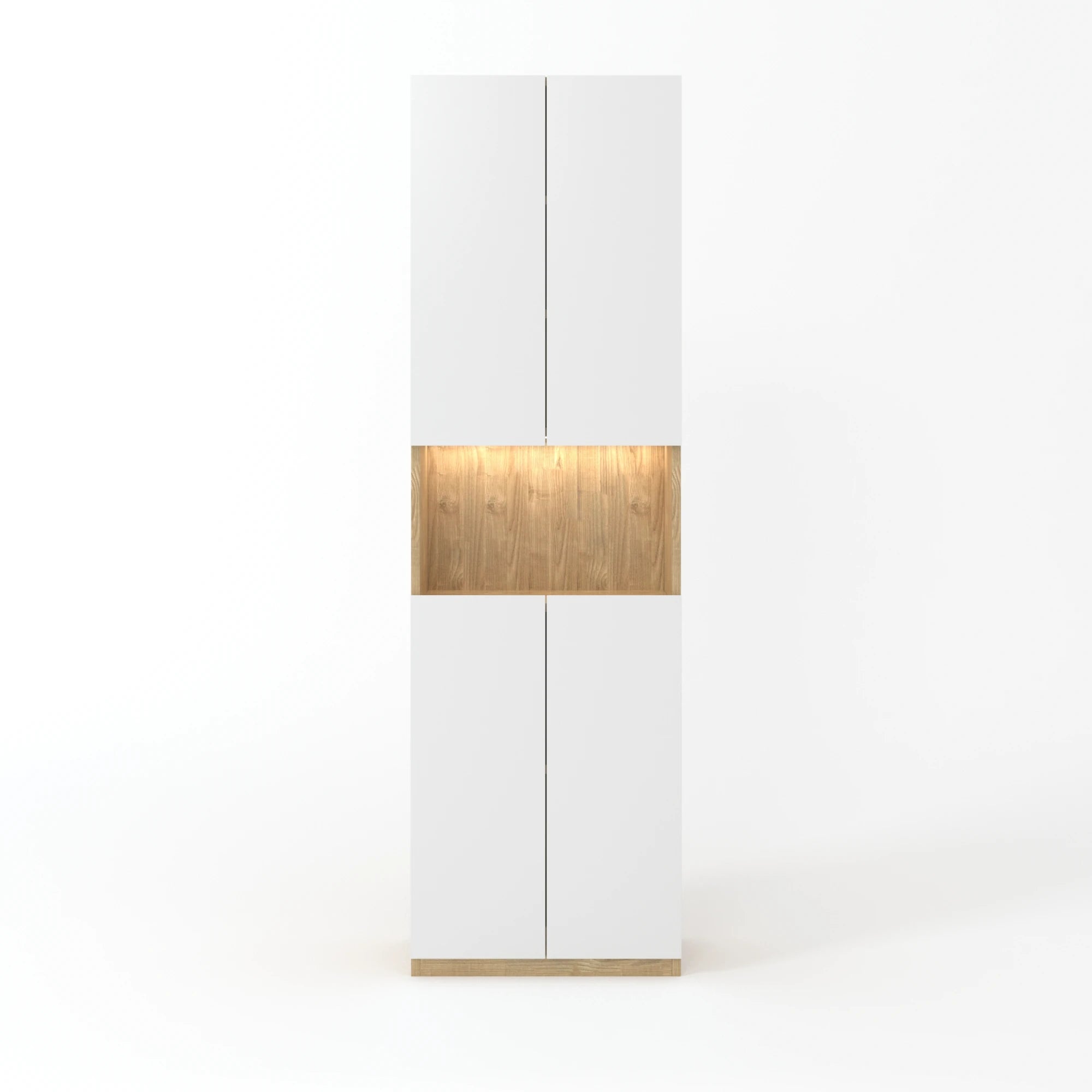 Loft Kiri Bookcase with 4 Doors, 60cm, White & Natural Wood