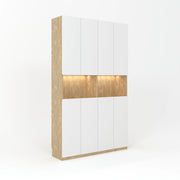 Loft Kiri Bookcase with 8 Doors, 120cm, White & Natural Wood