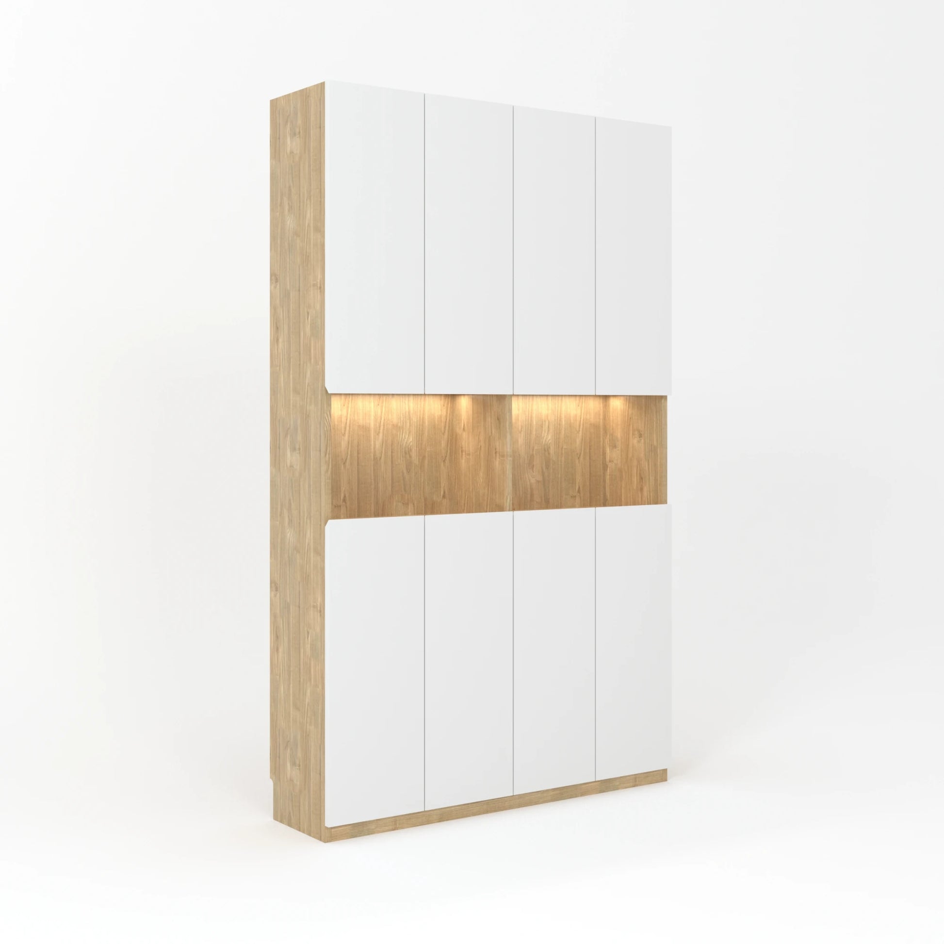 Loft Kiri Bookcase with 8 Doors, W120cm, White & Natural Wood