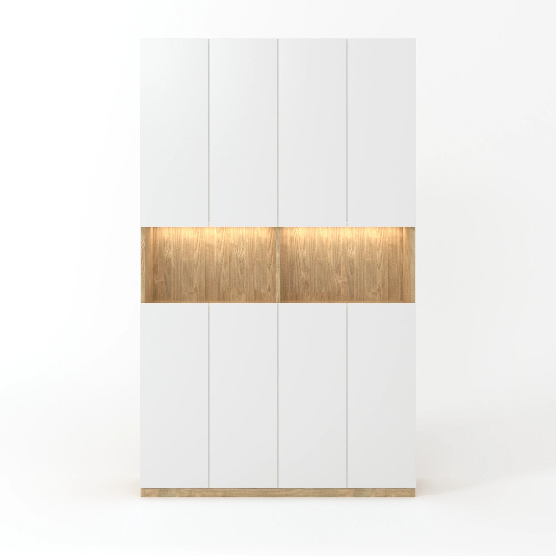 Loft Kiri Bookcase with 8 Doors, 120cm, White & Natural Wood