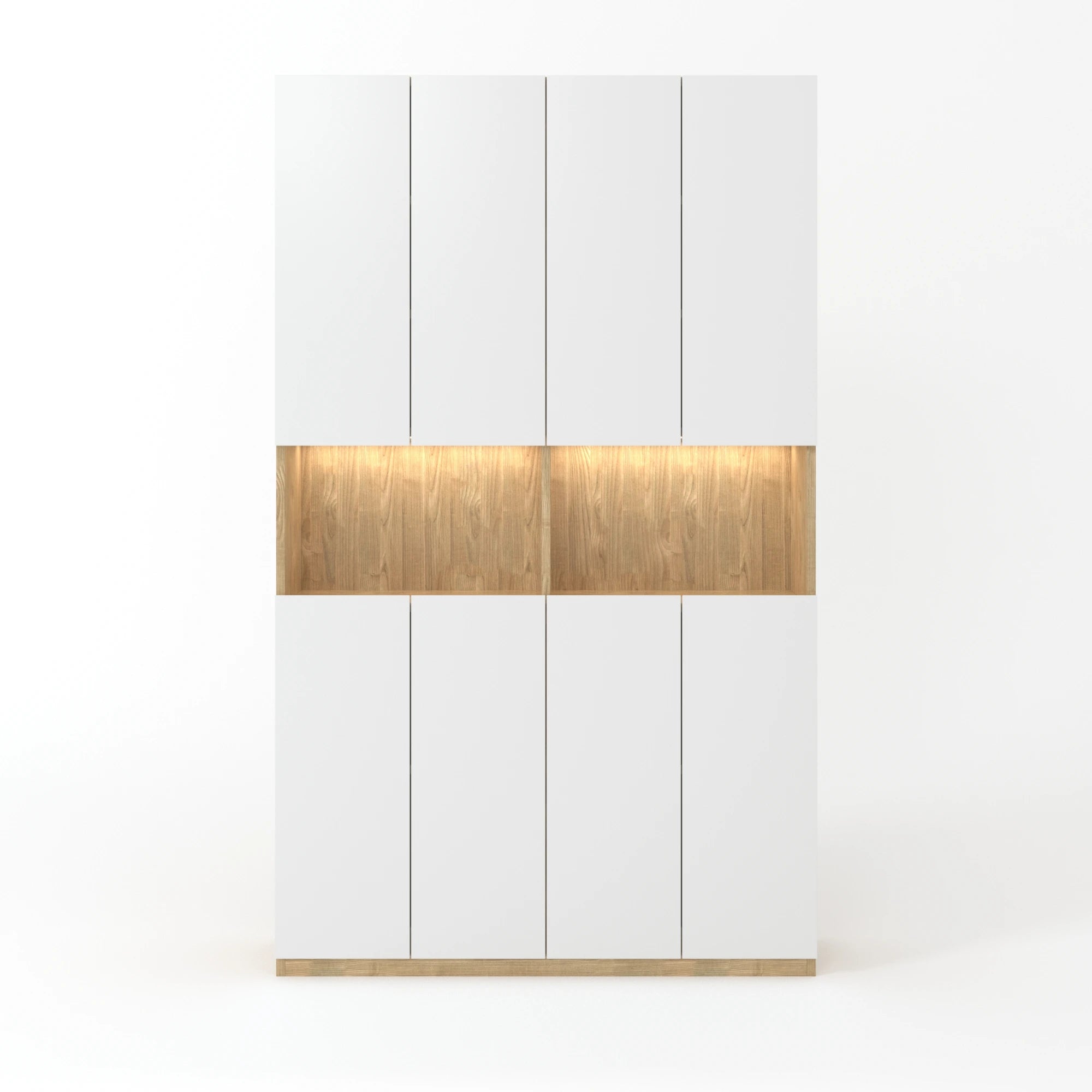 Loft Kiri Bookcase with 8 Doors, 120cm, White & Natural Wood
