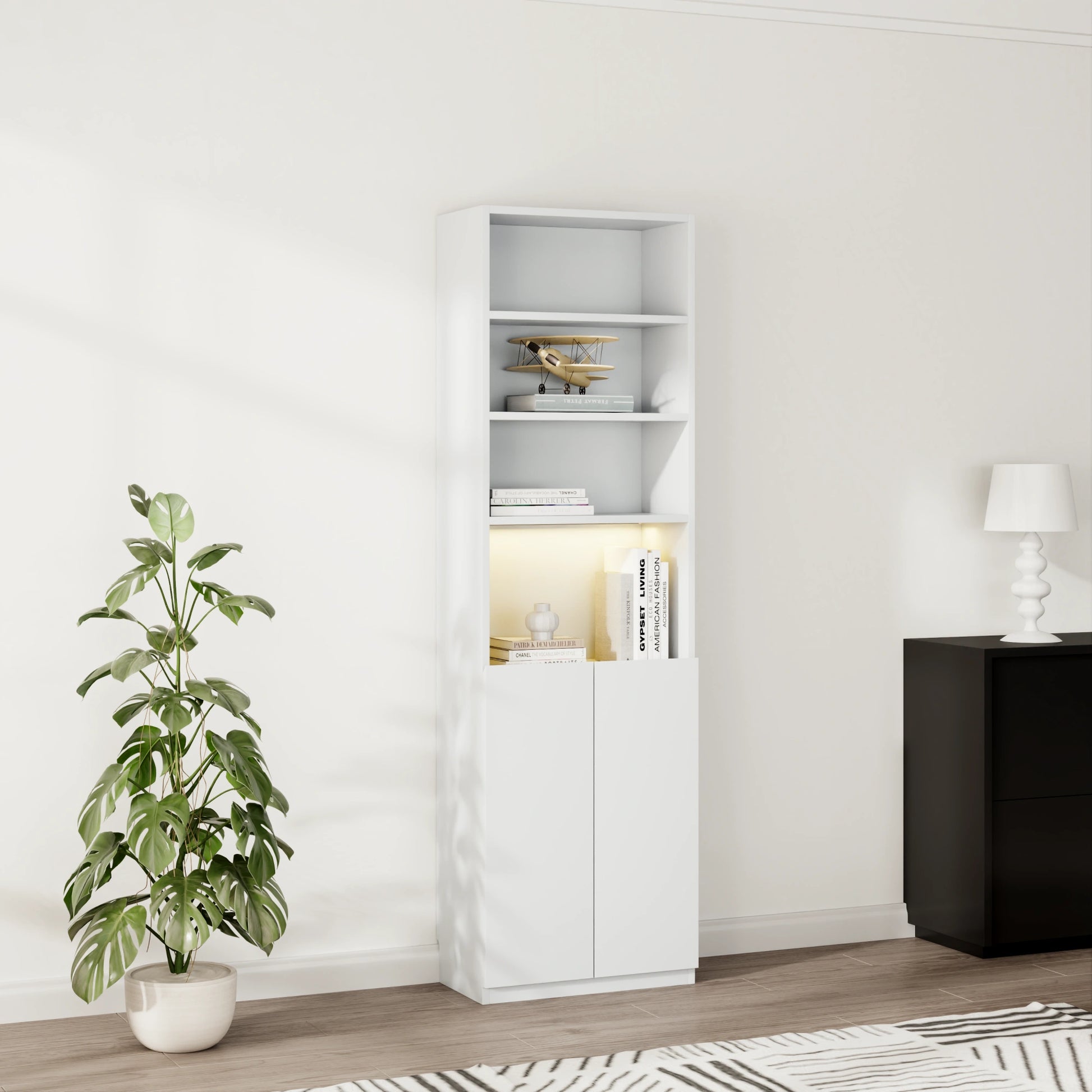 Loft Kiri Bookcase with 2 Doors, 60cm, White