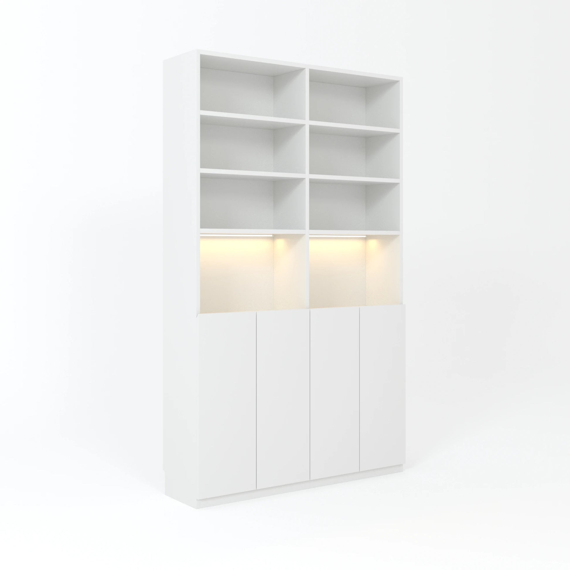 Loft Kiri Bookcase with 4 Doors, W120cm, White