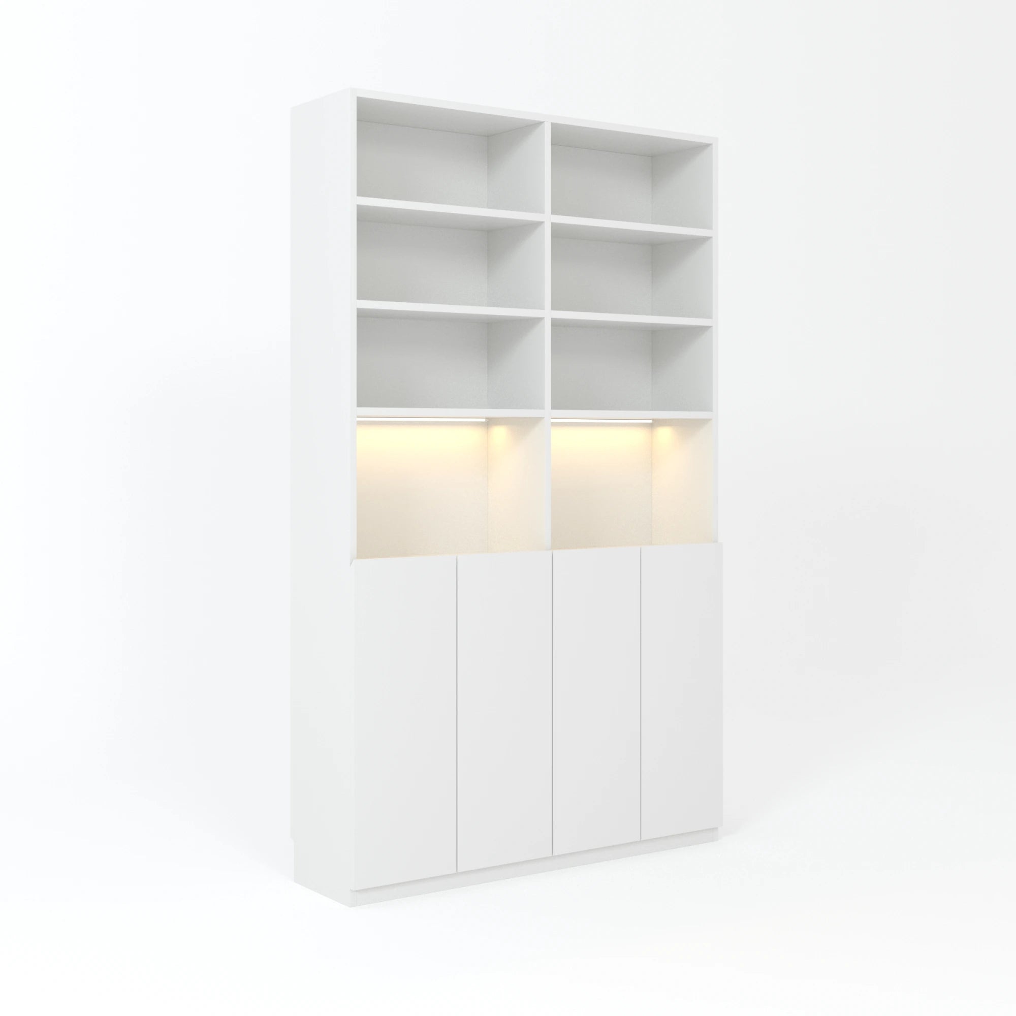 Loft Kiri Bookcase with 4 Doors, W120cm, White